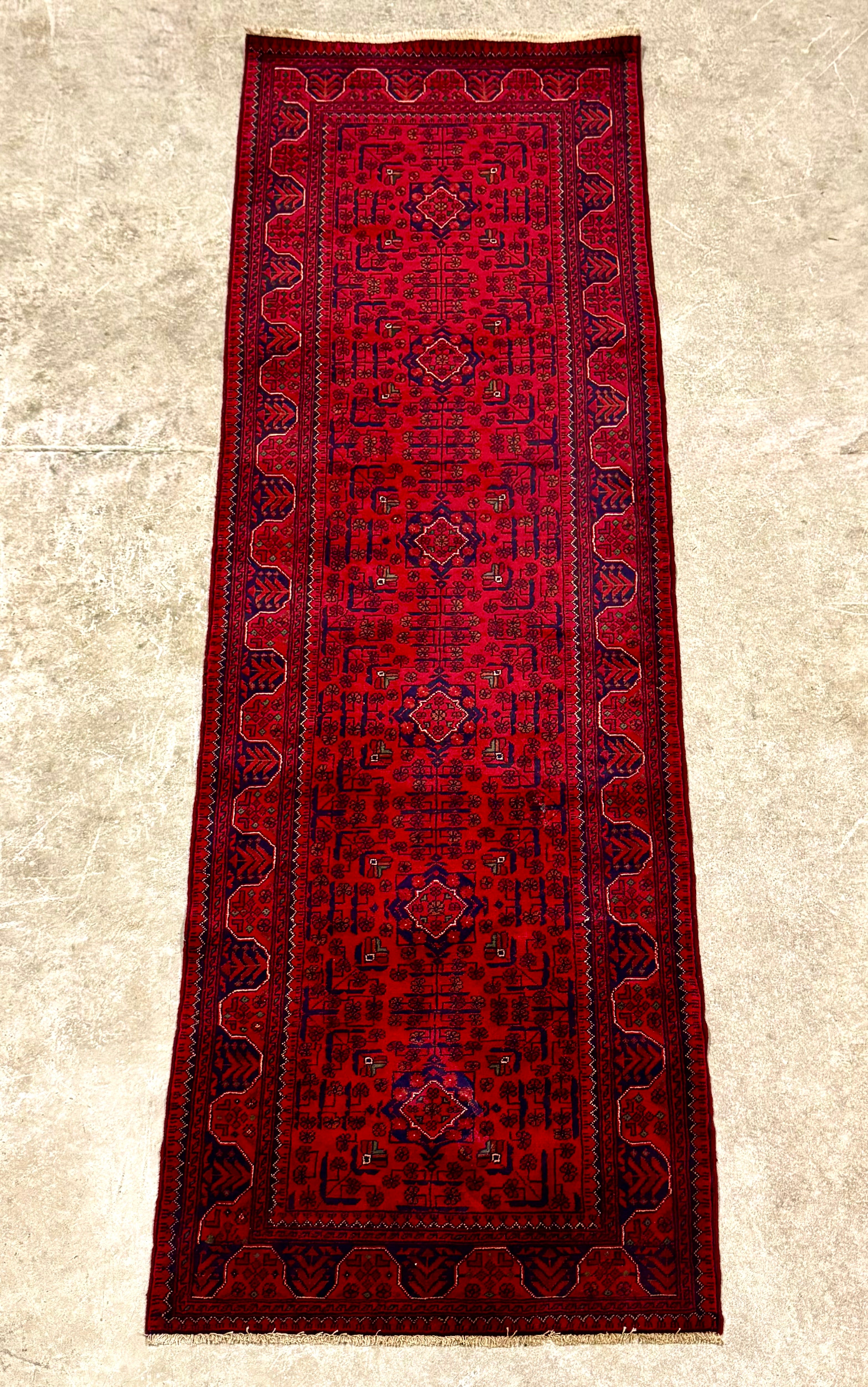 Afghan Deep Red Geometric 9'-8" Runner