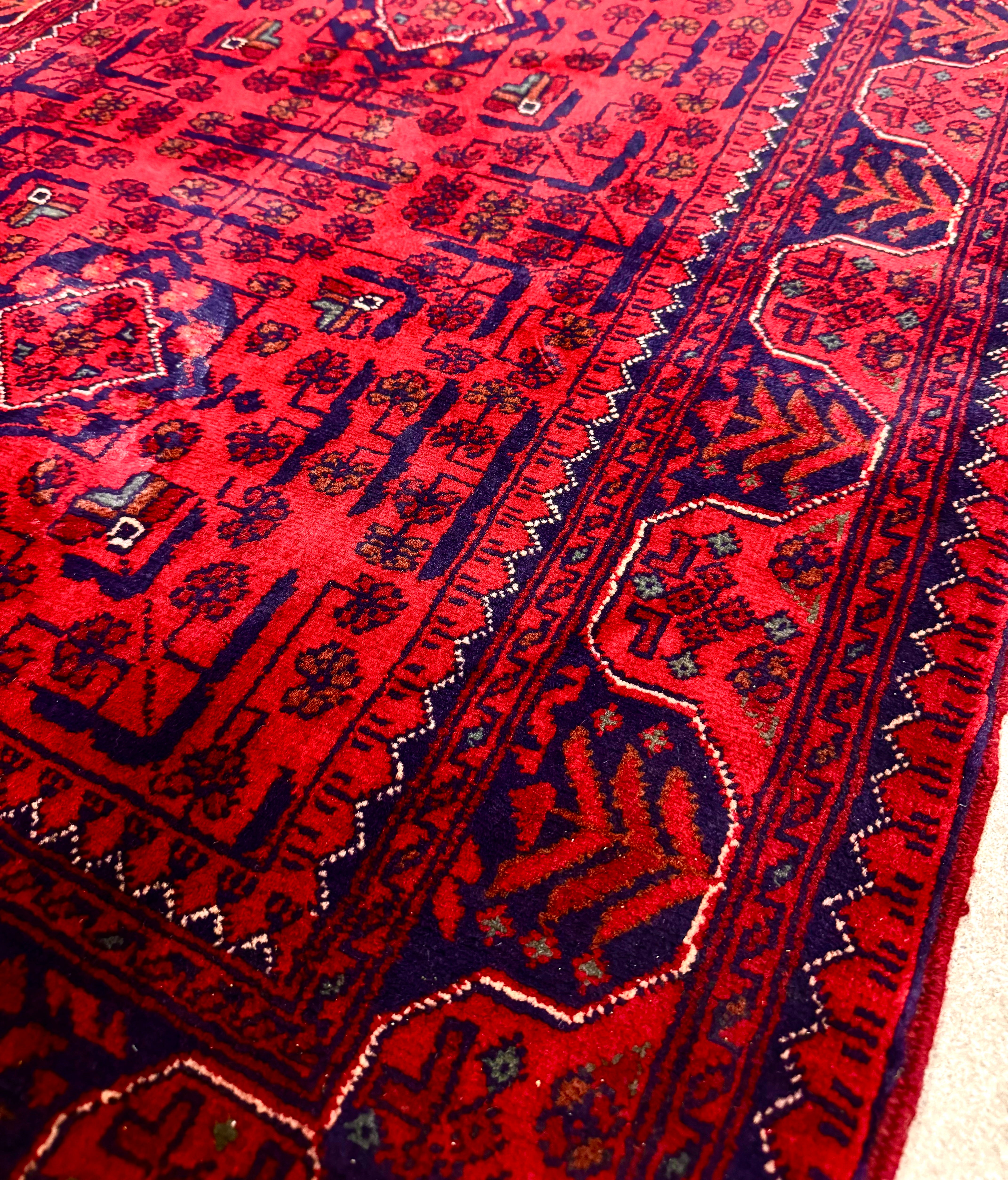 Afghan Deep Red Geometric 9'-8" Runner
