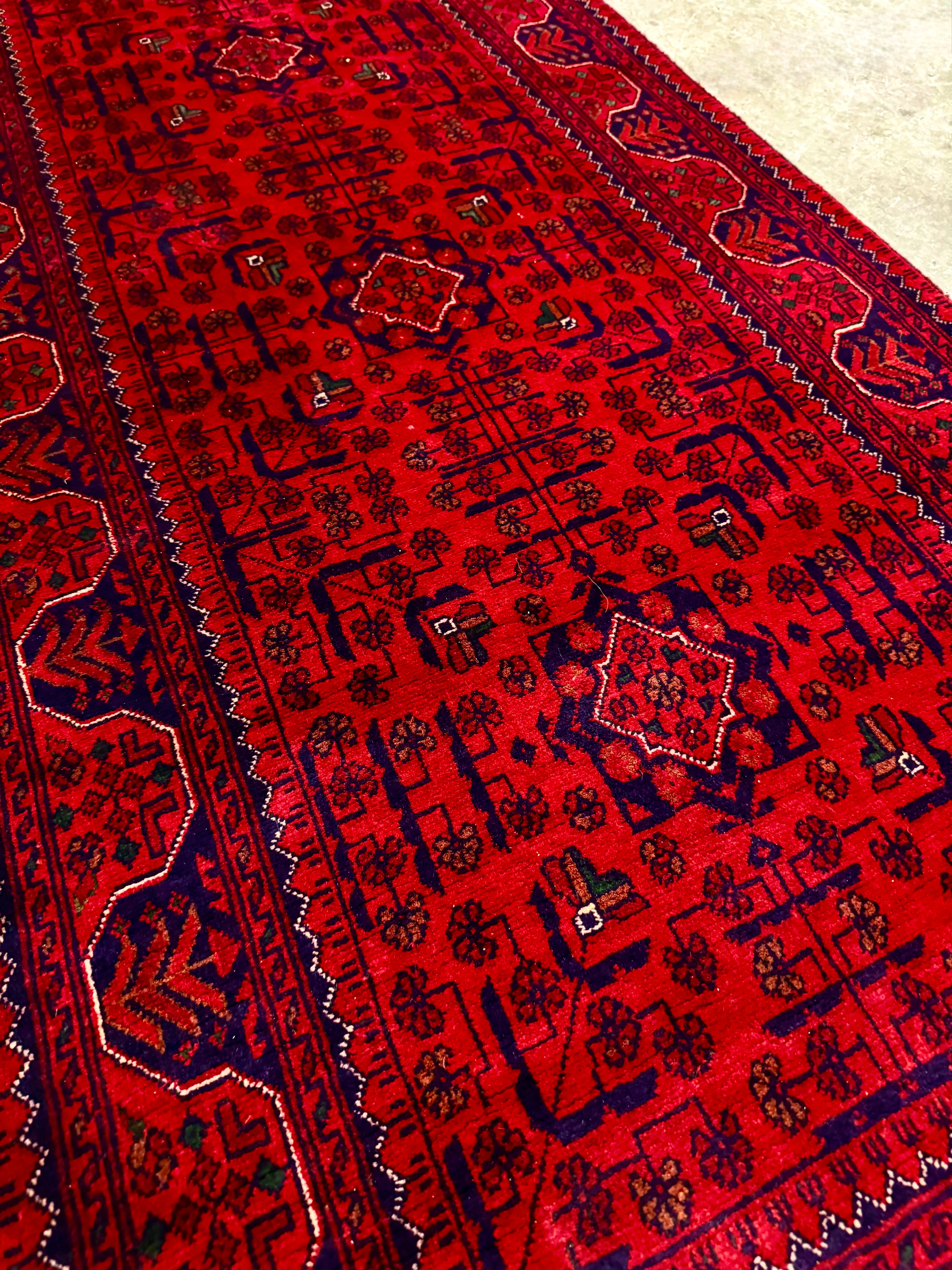 Afghan Deep Red Geometric 9'-8" Runner