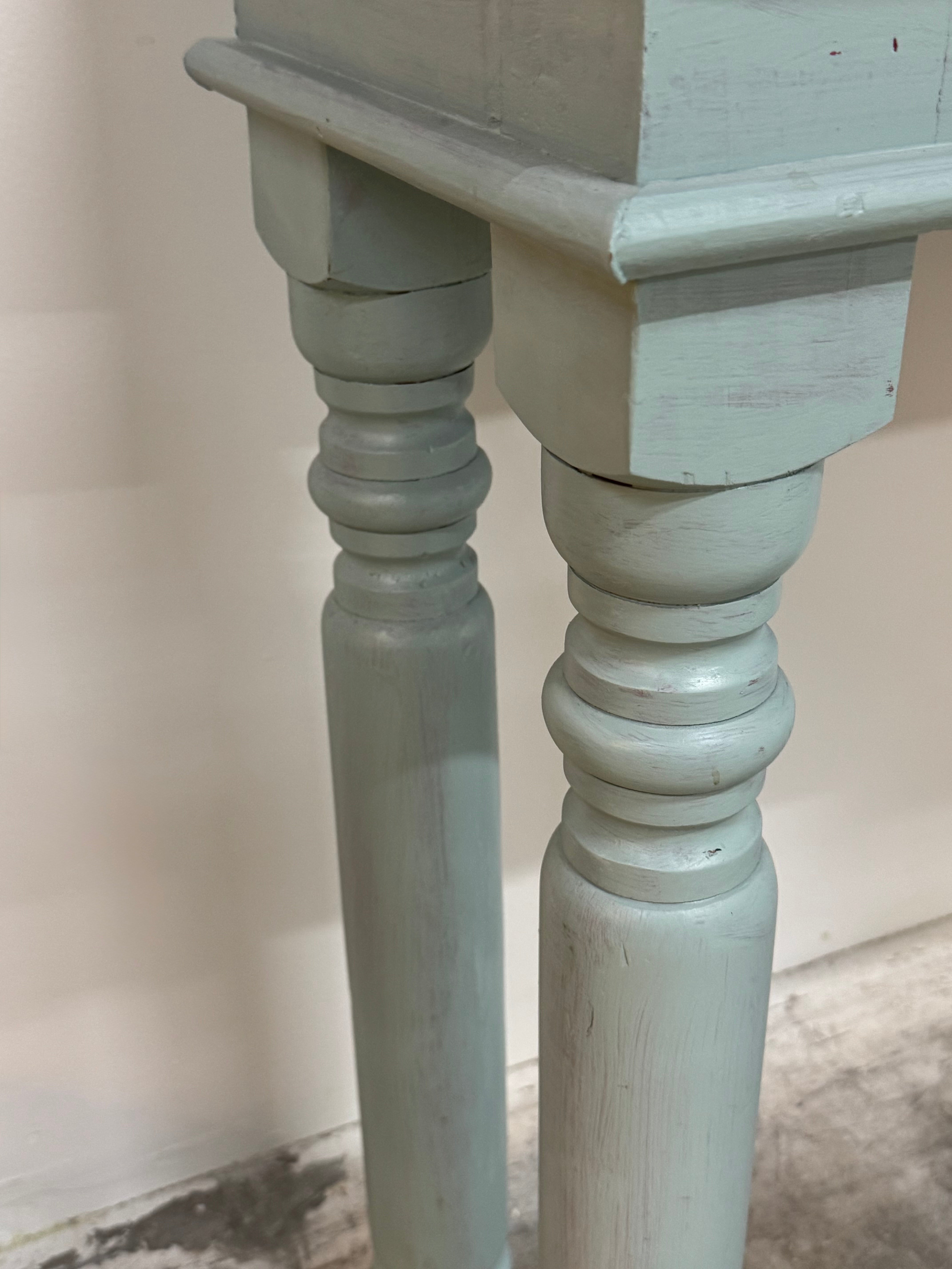 French Blue Console with Diamond Tile Top