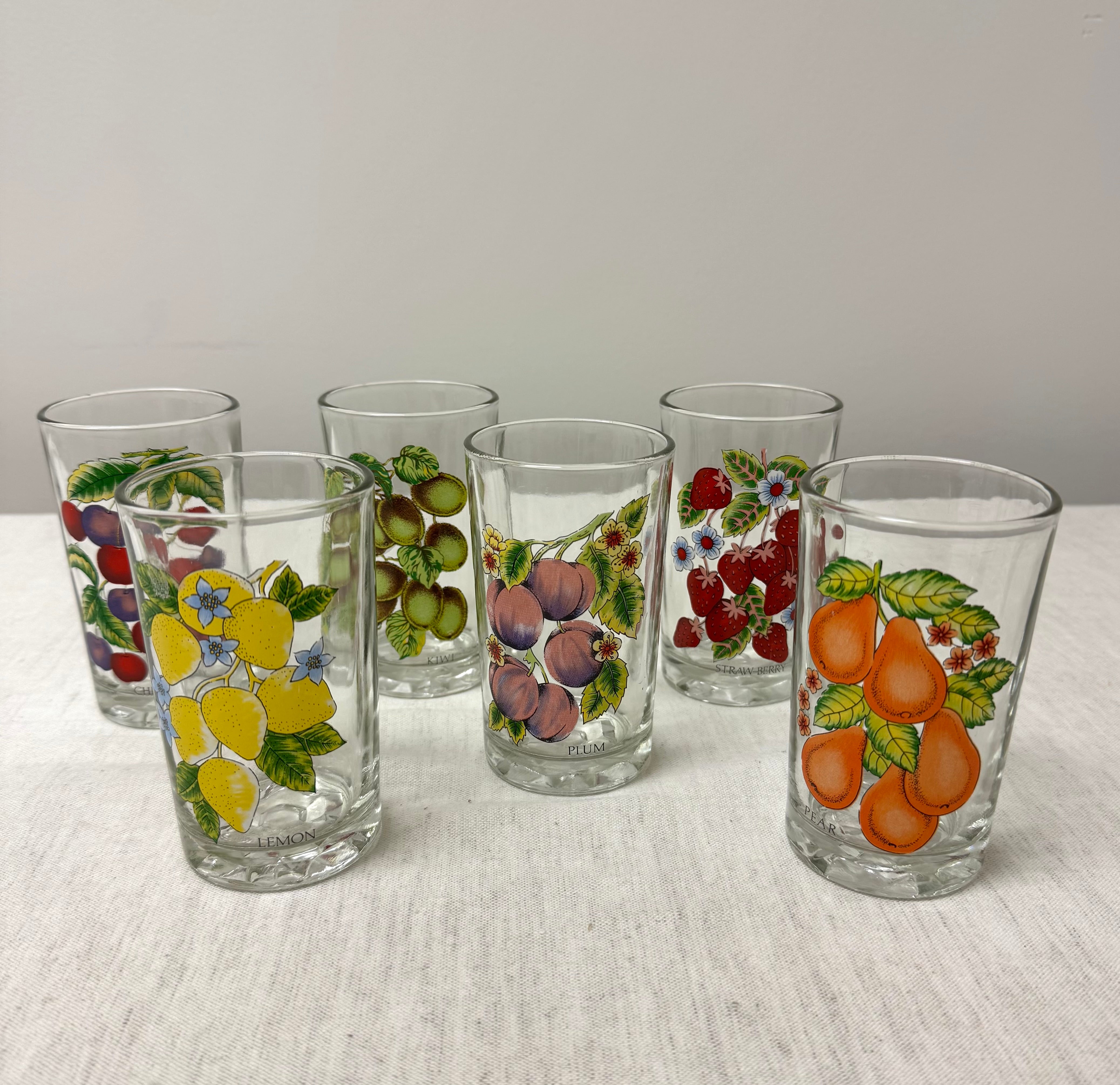 Vintage Fruit Juice Glasses Set of 6
