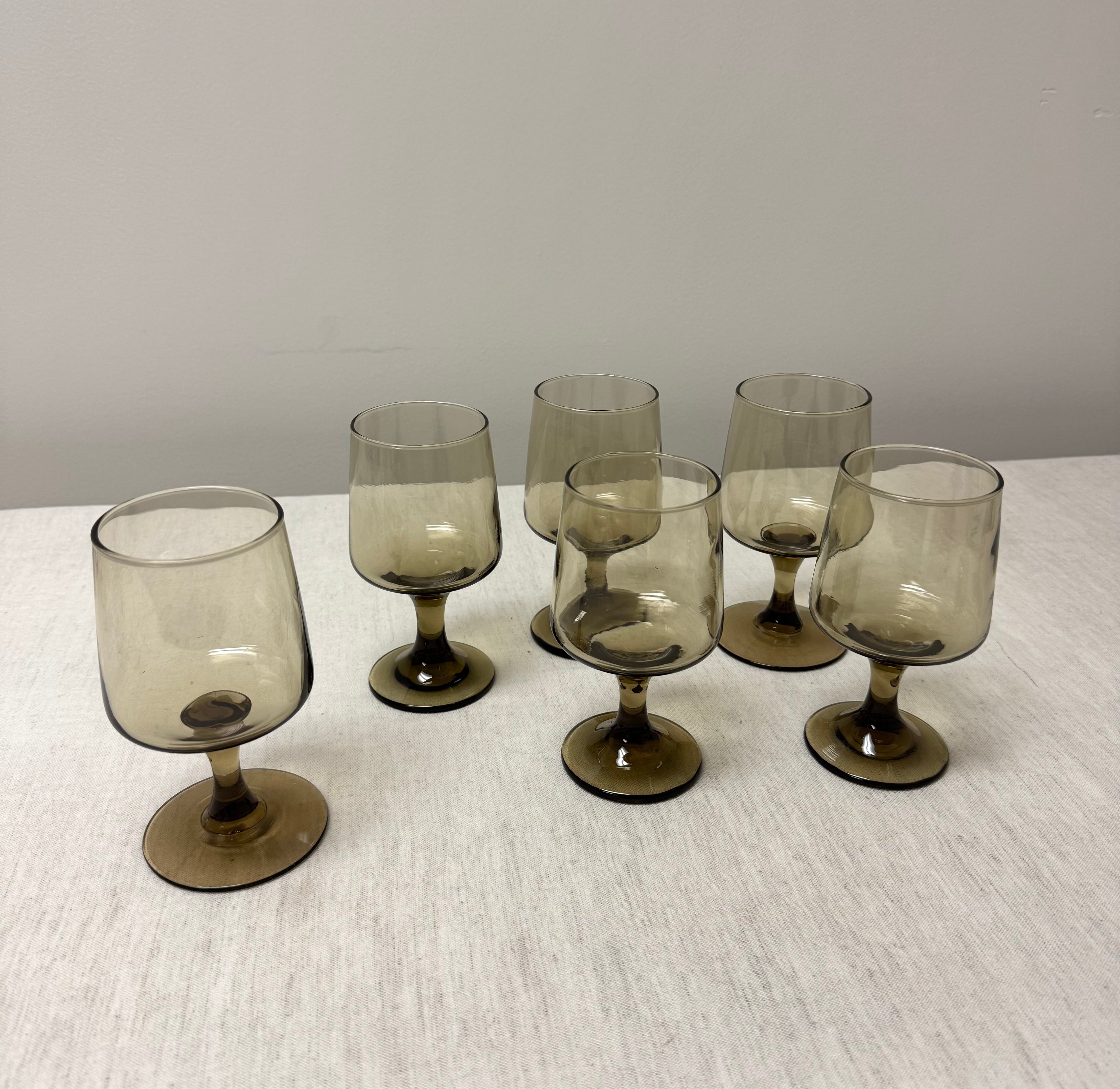 Vintage LIBBEY Tawny Smoke Water Glasses Set of 6