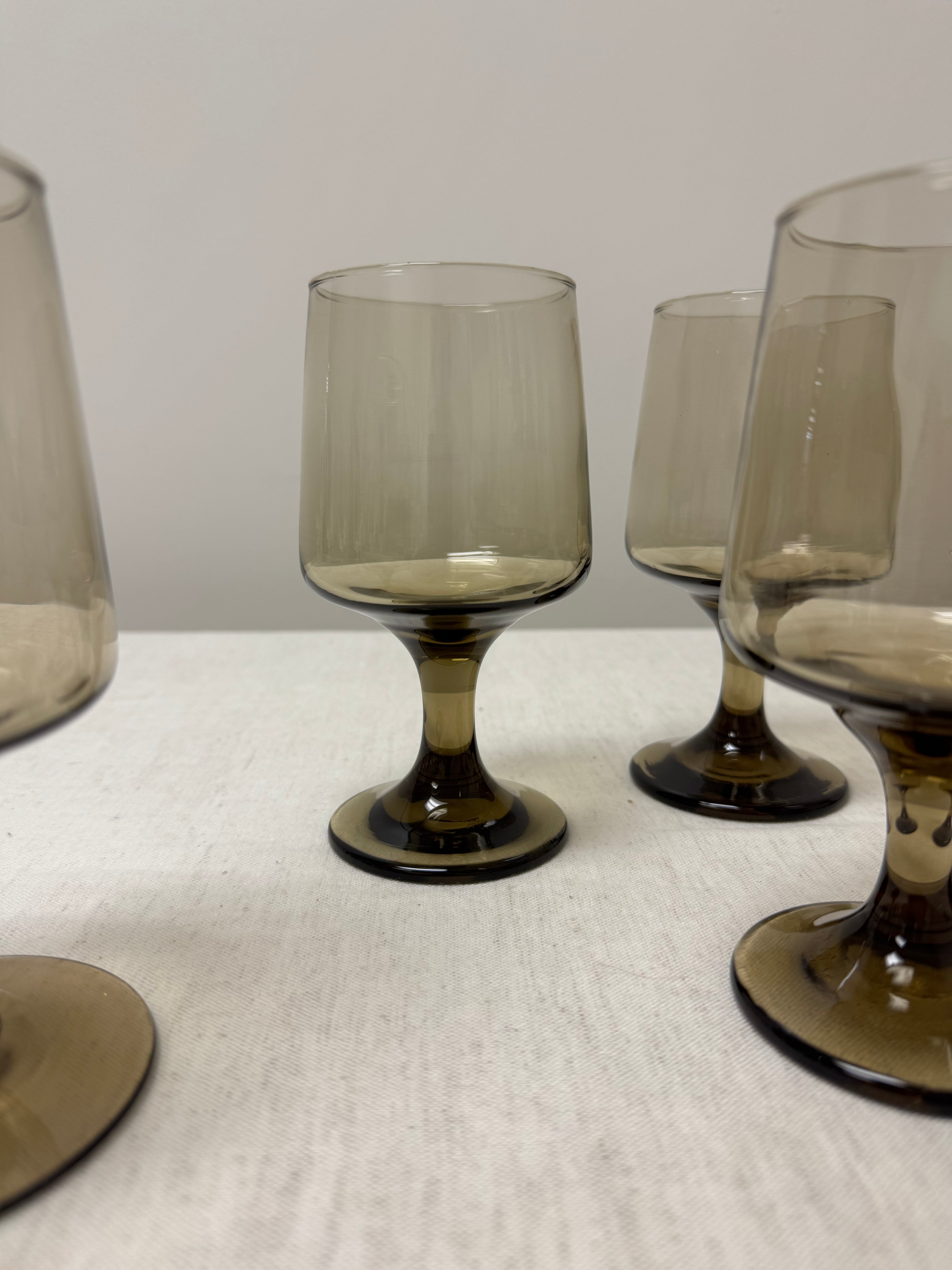 Vintage LIBBEY Tawny Smoke Water Glasses Set of 6