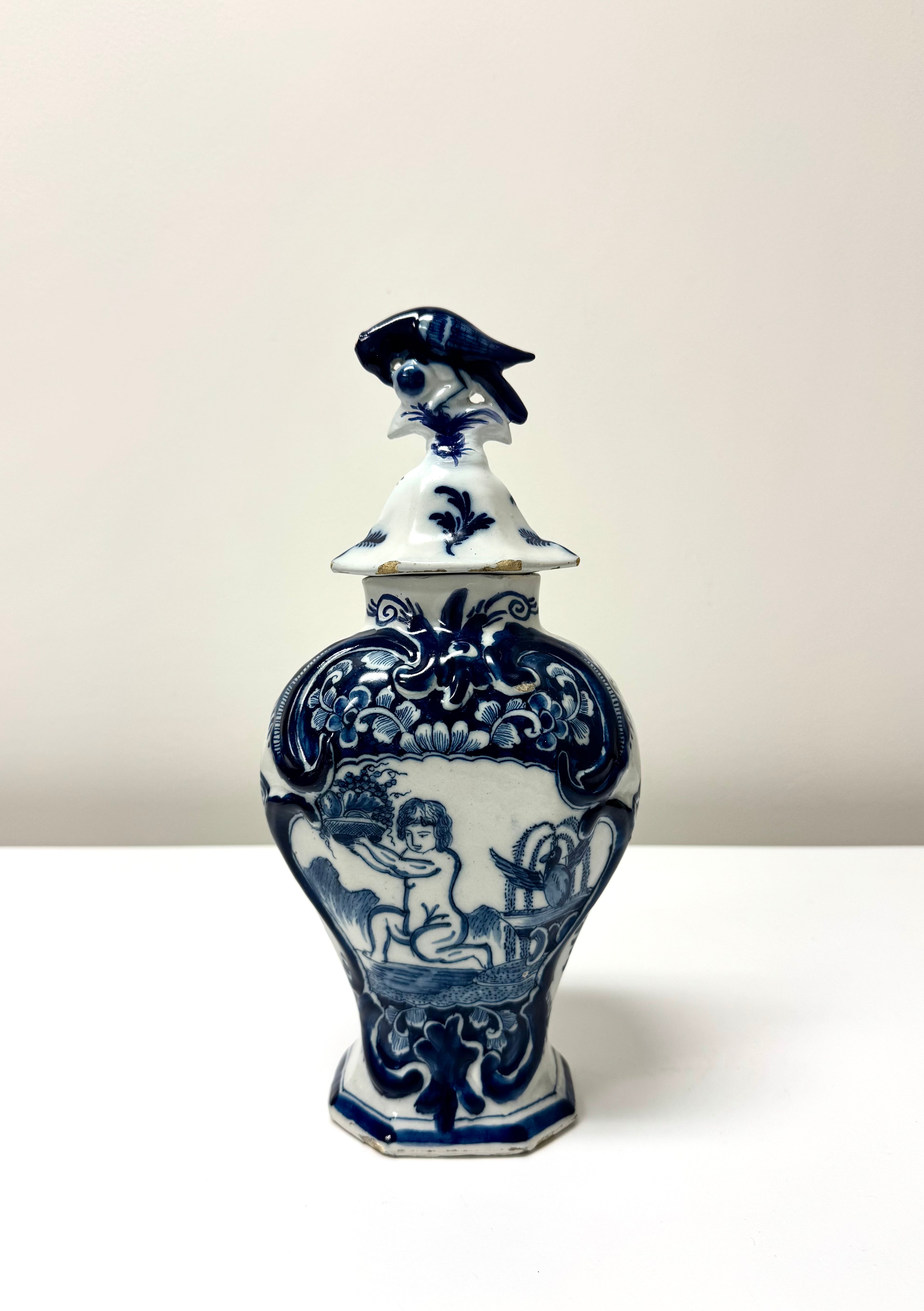 Antique DELFT Covered Urn