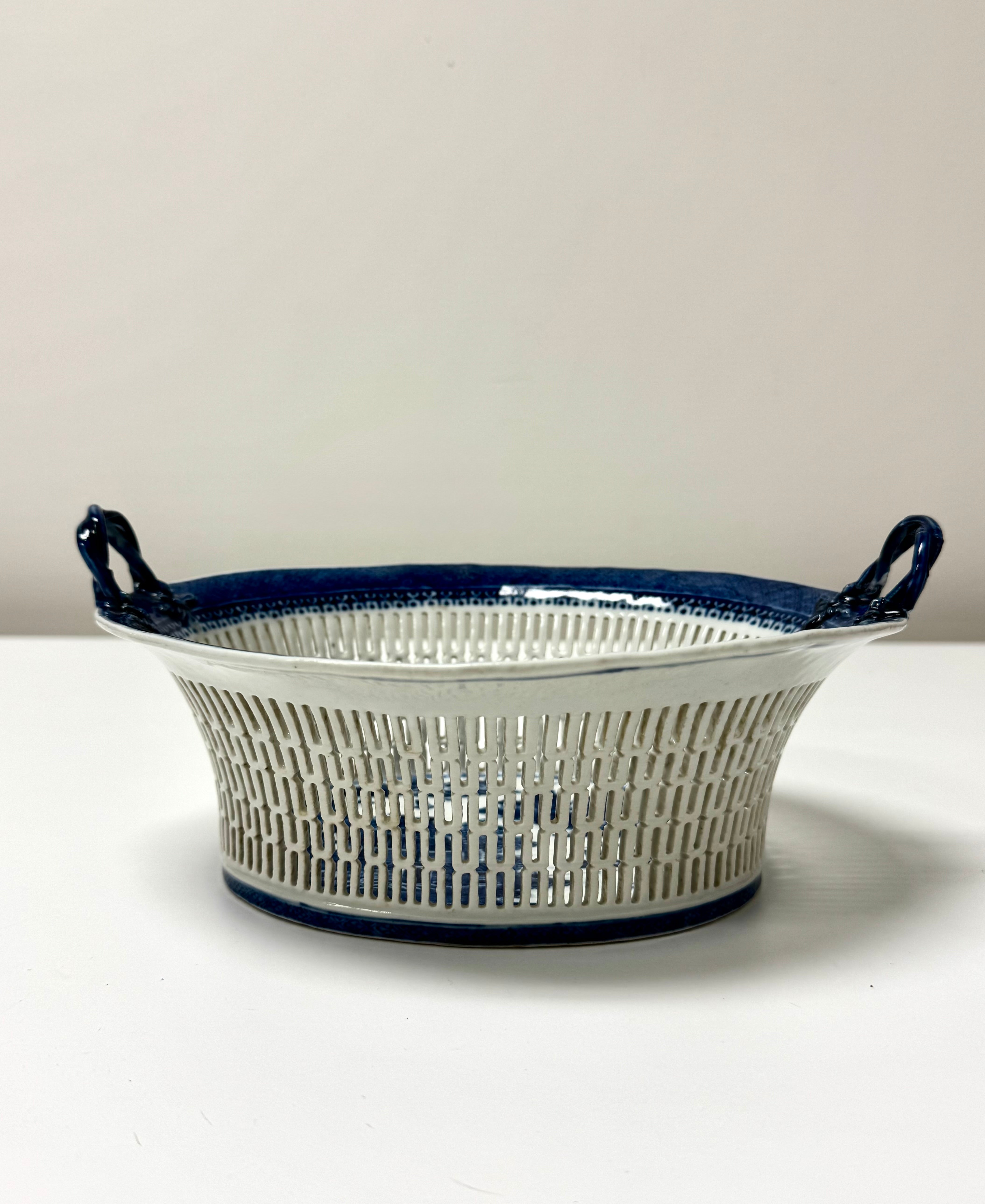 Chinese Export 'Canton' Reticulated Chestnut Basket