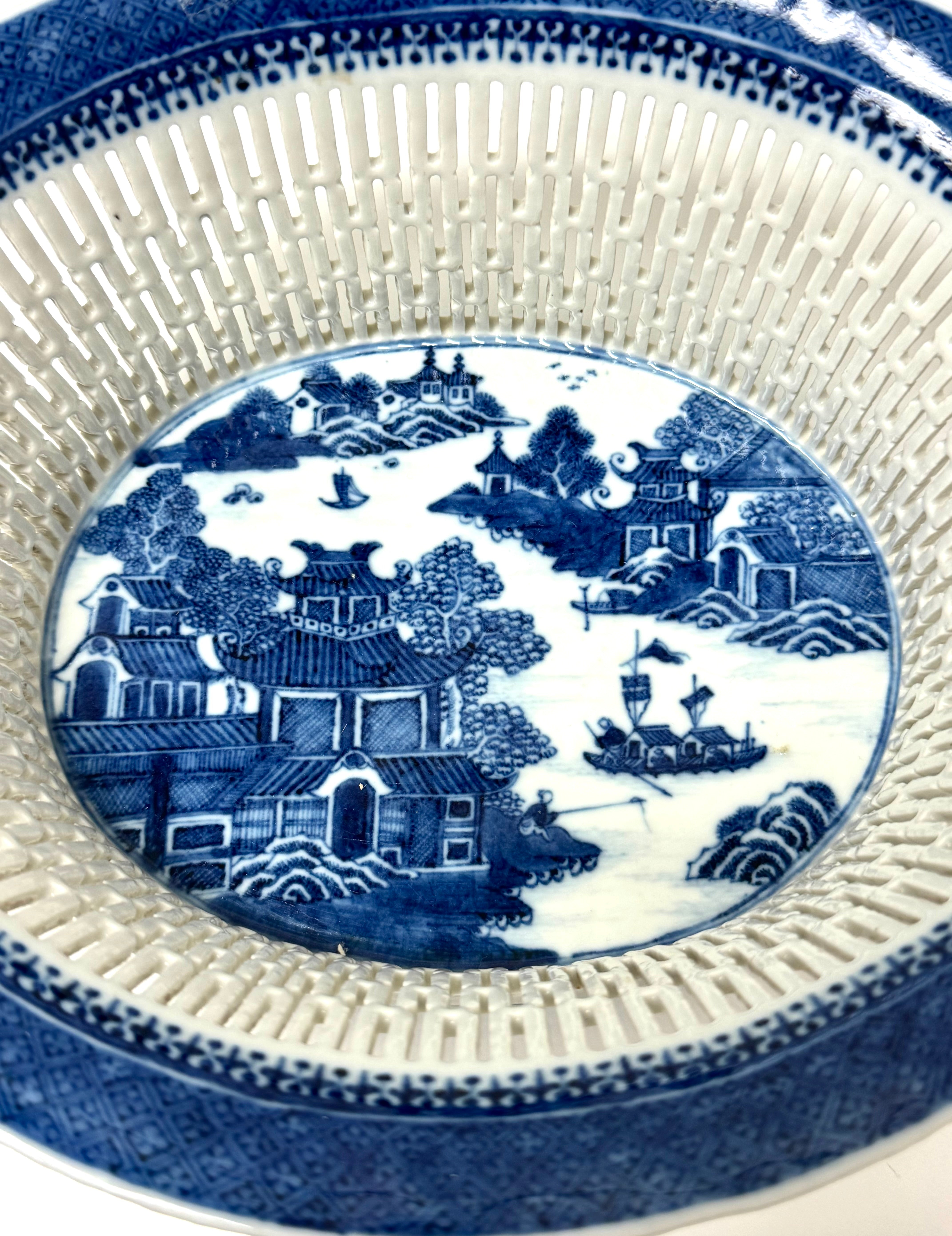 Chinese Export 'Canton' Reticulated Chestnut Basket