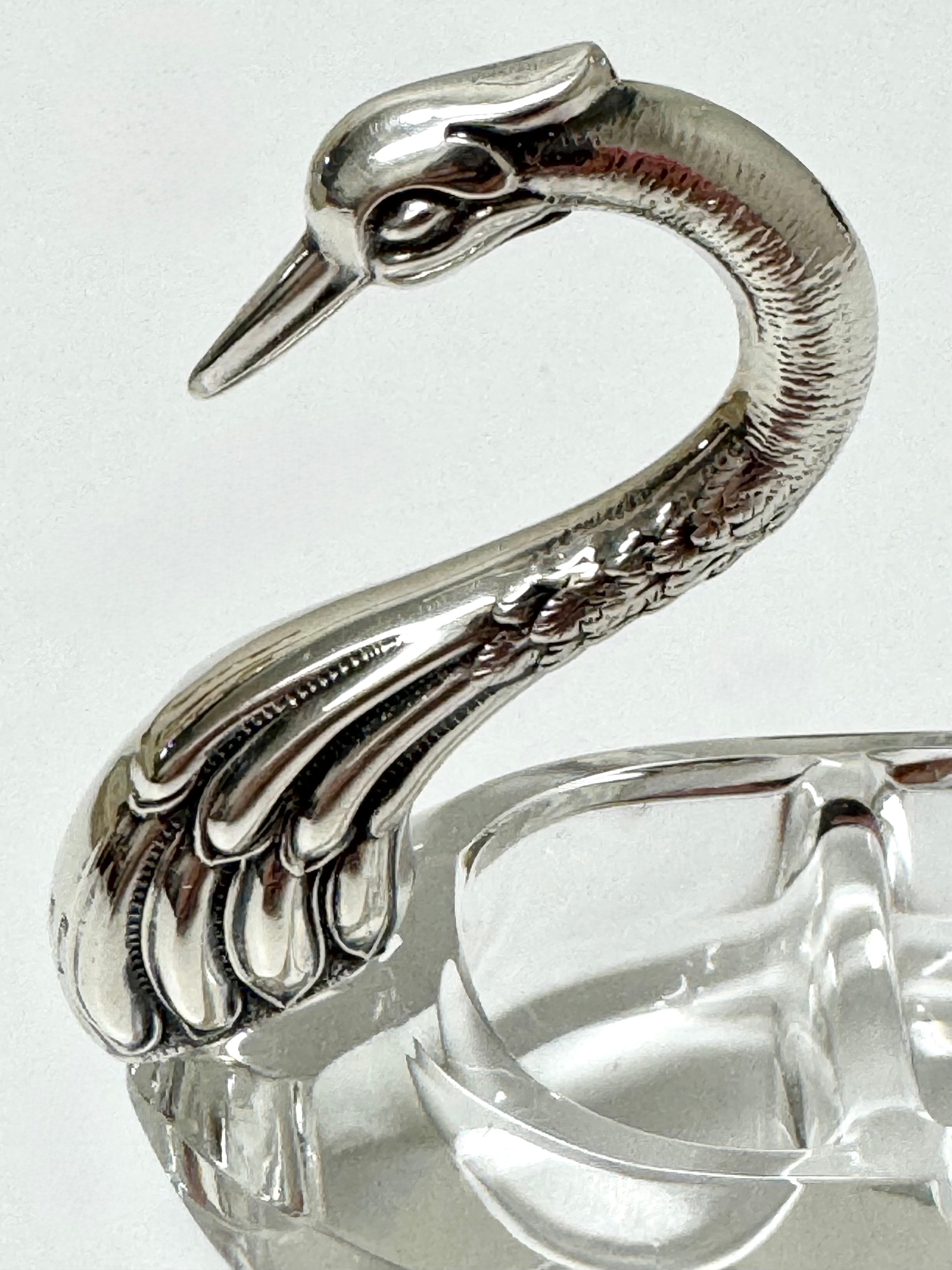 Vintage Silverplate Swan Salt Cellar with Tray