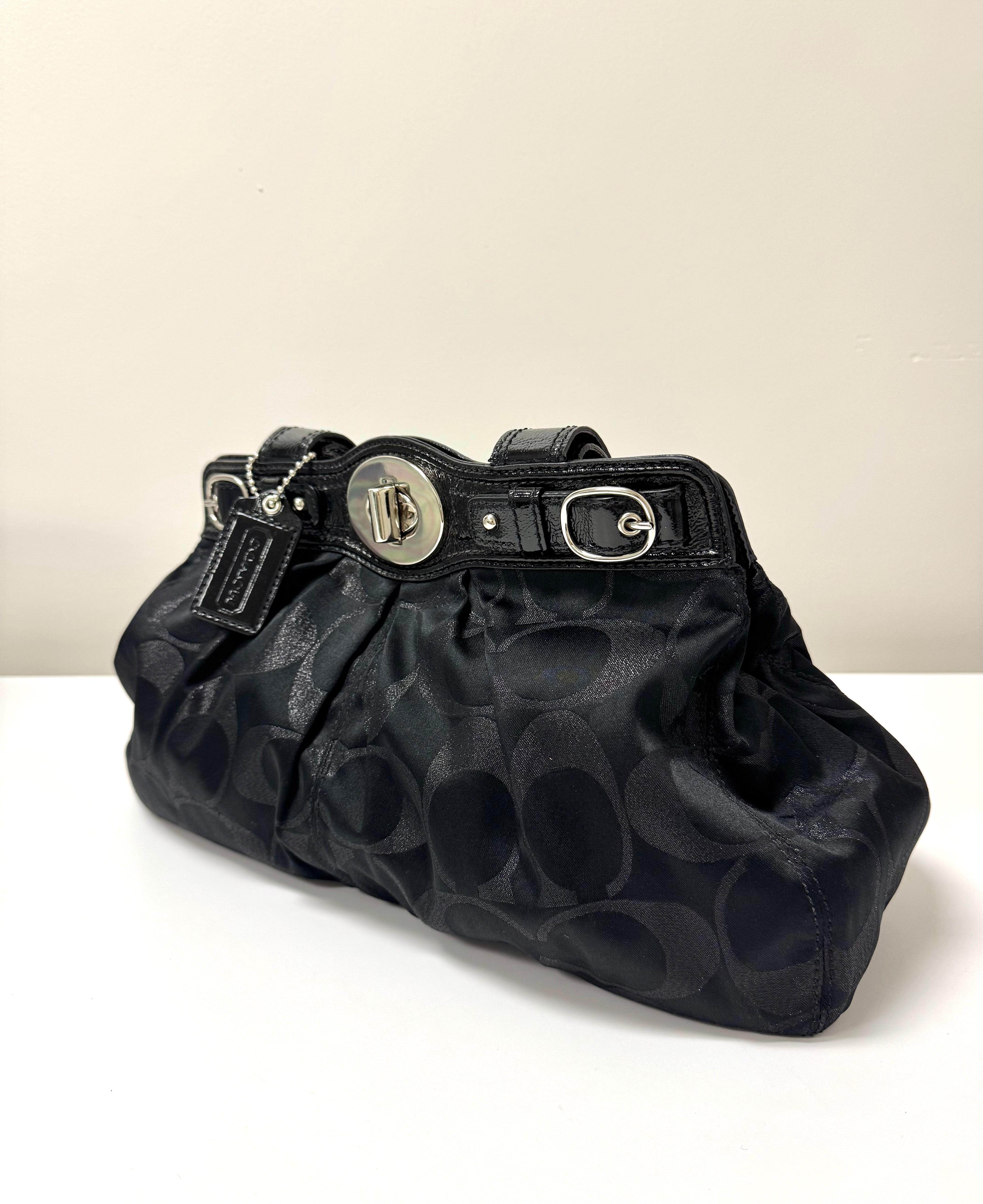 COACH 'Garnet Signature' Black Magic Nylon Satchel