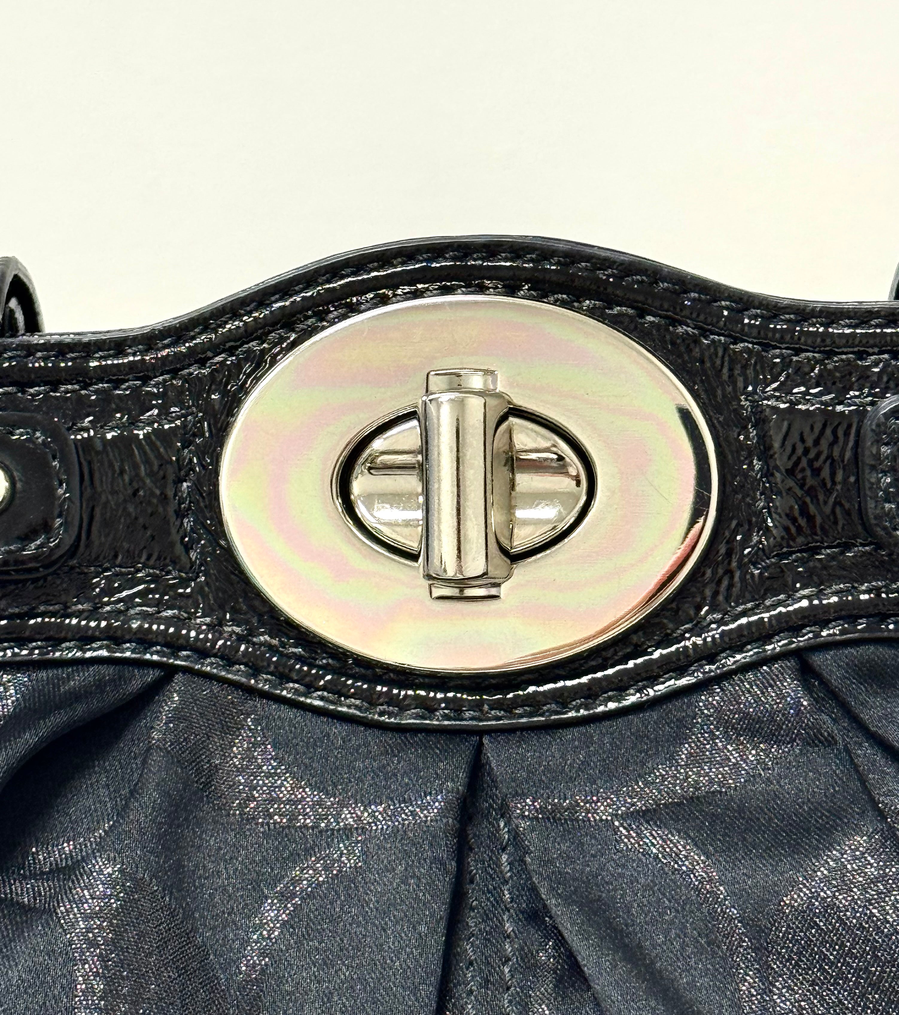 COACH 'Garnet Signature' Black Magic Nylon Satchel