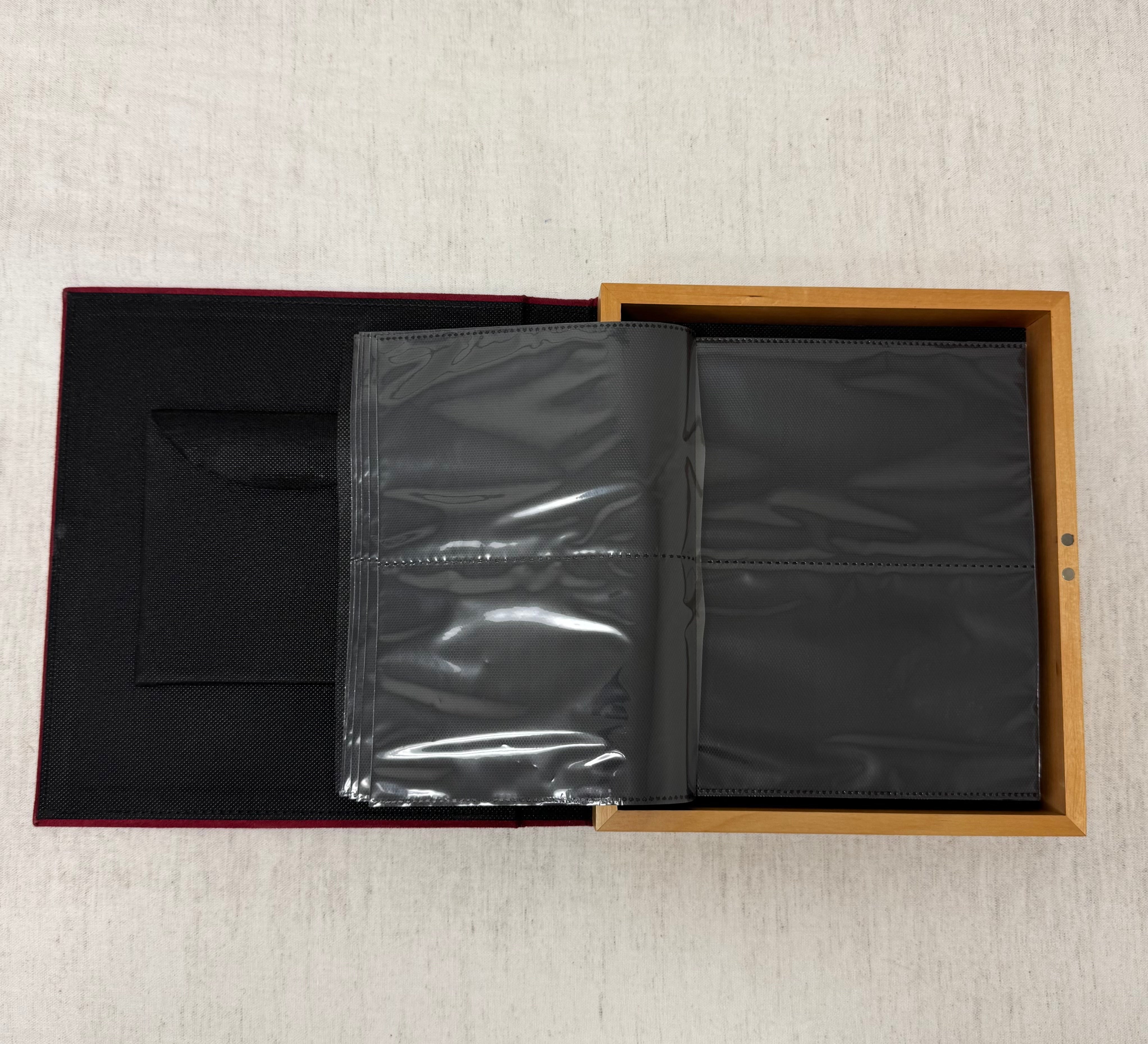 POTTERY BARN Red Suede Photo Box