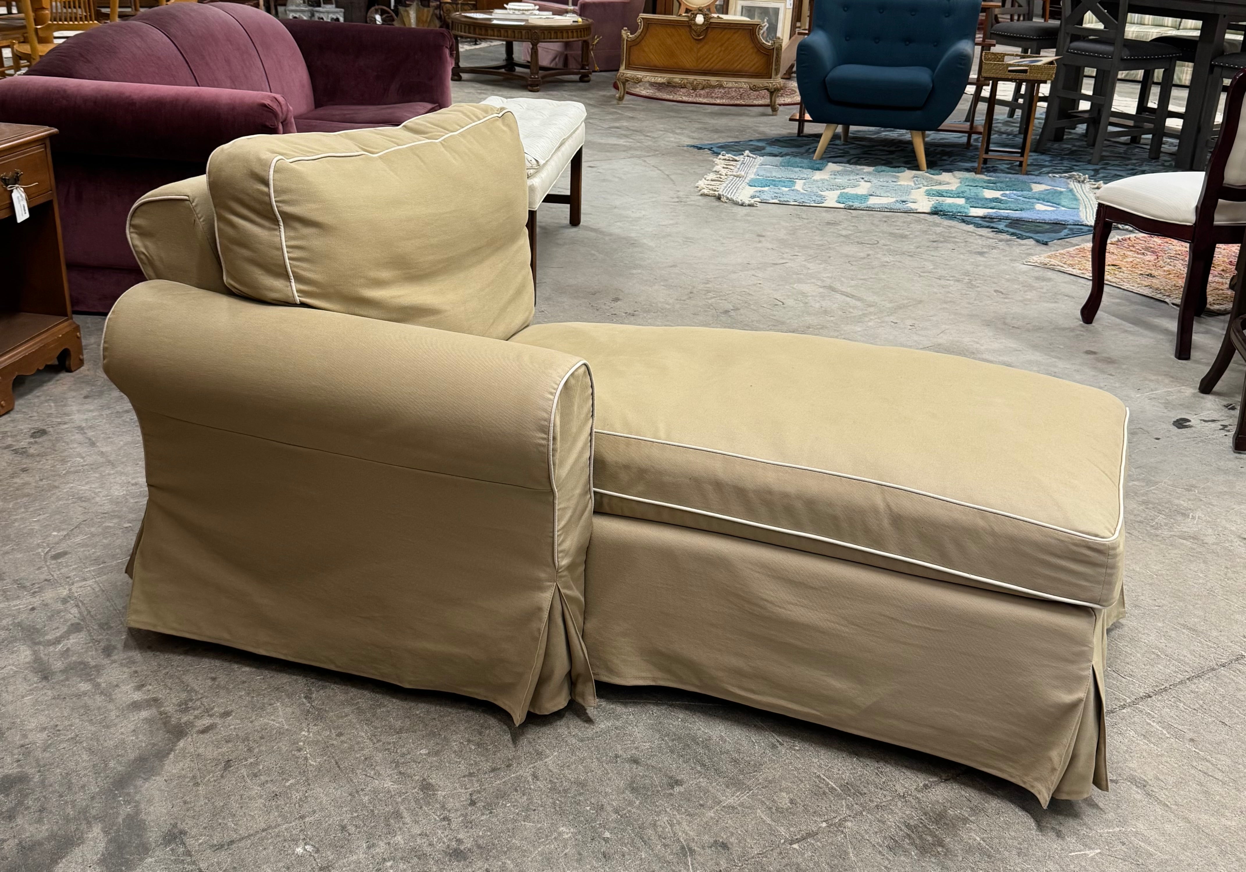 Tan Slipcovered Chaise Longue