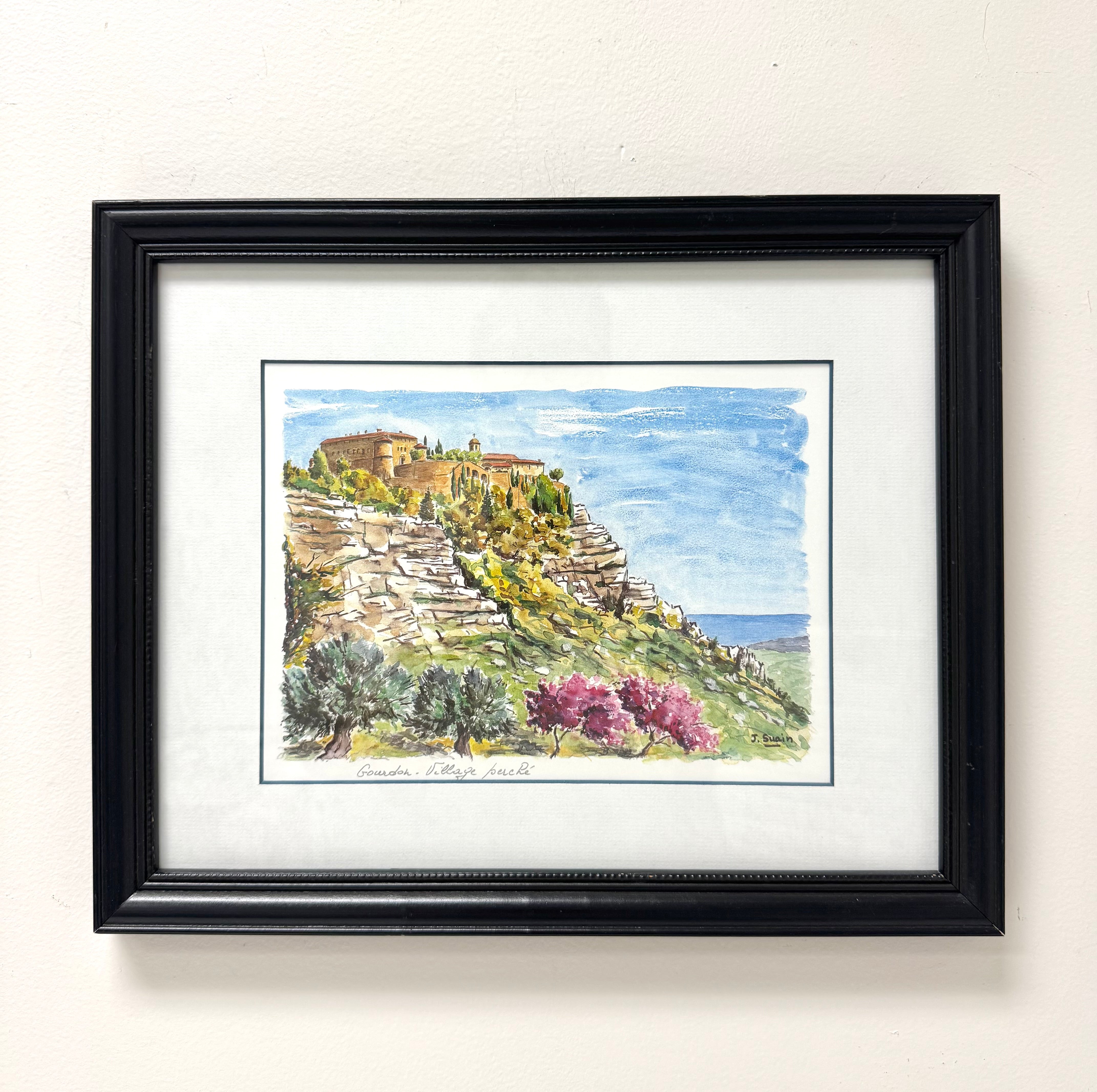 'Gourdon - Village Perche' Watercolour Print