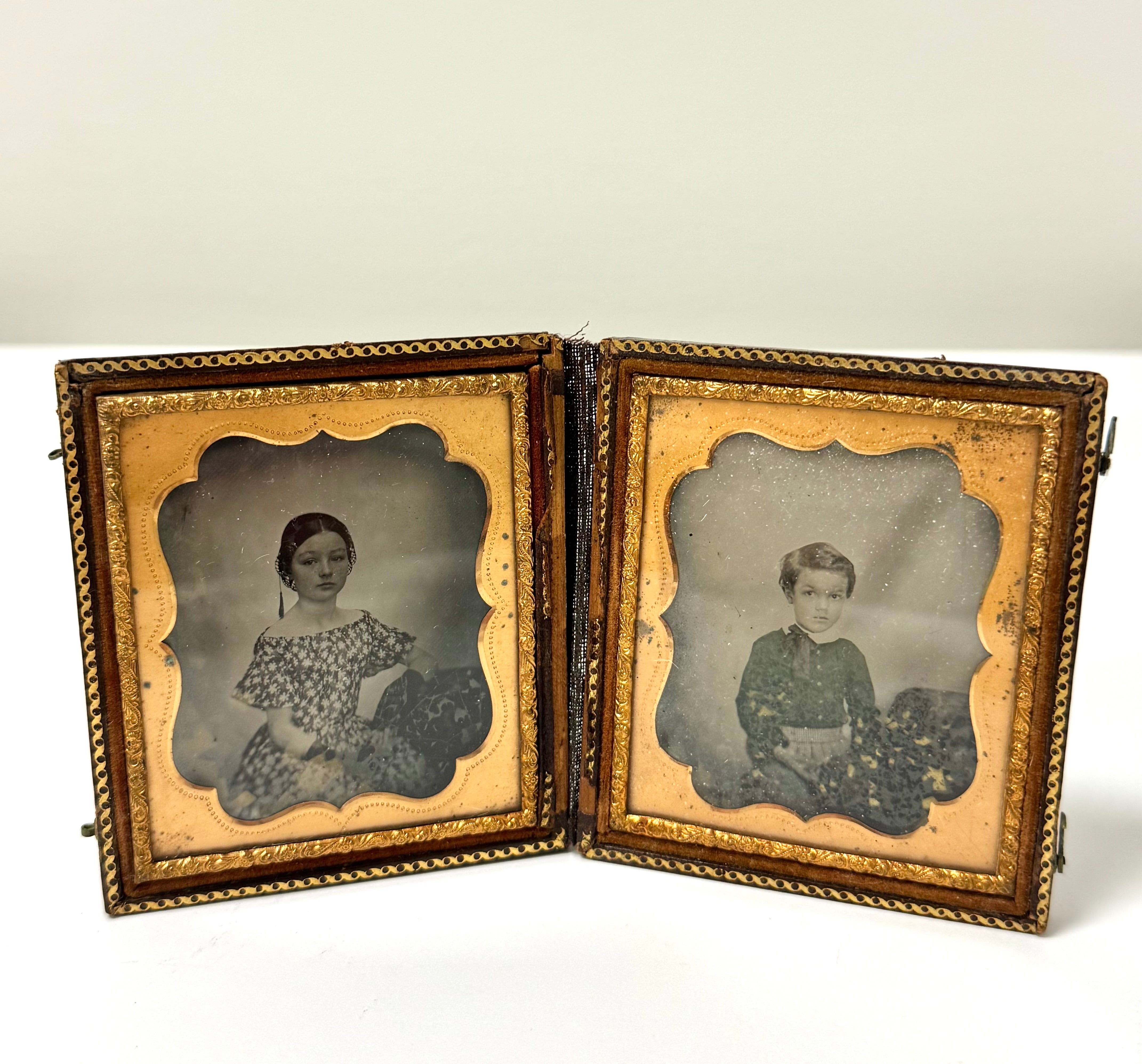 Antique Ambrotype Child Photos in Leather Case