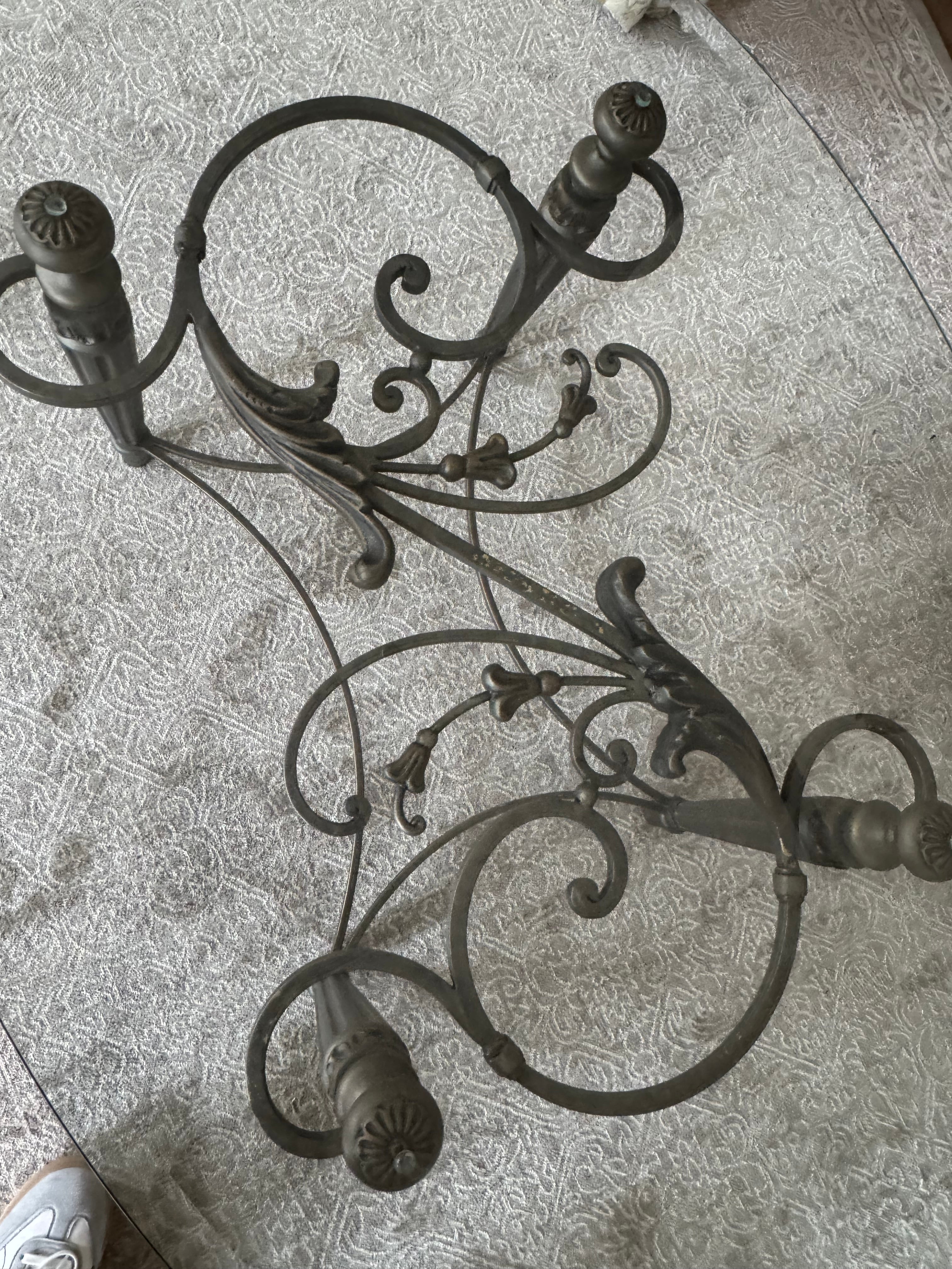 Charcoal Iron Scroll Glass-top Coffee Table