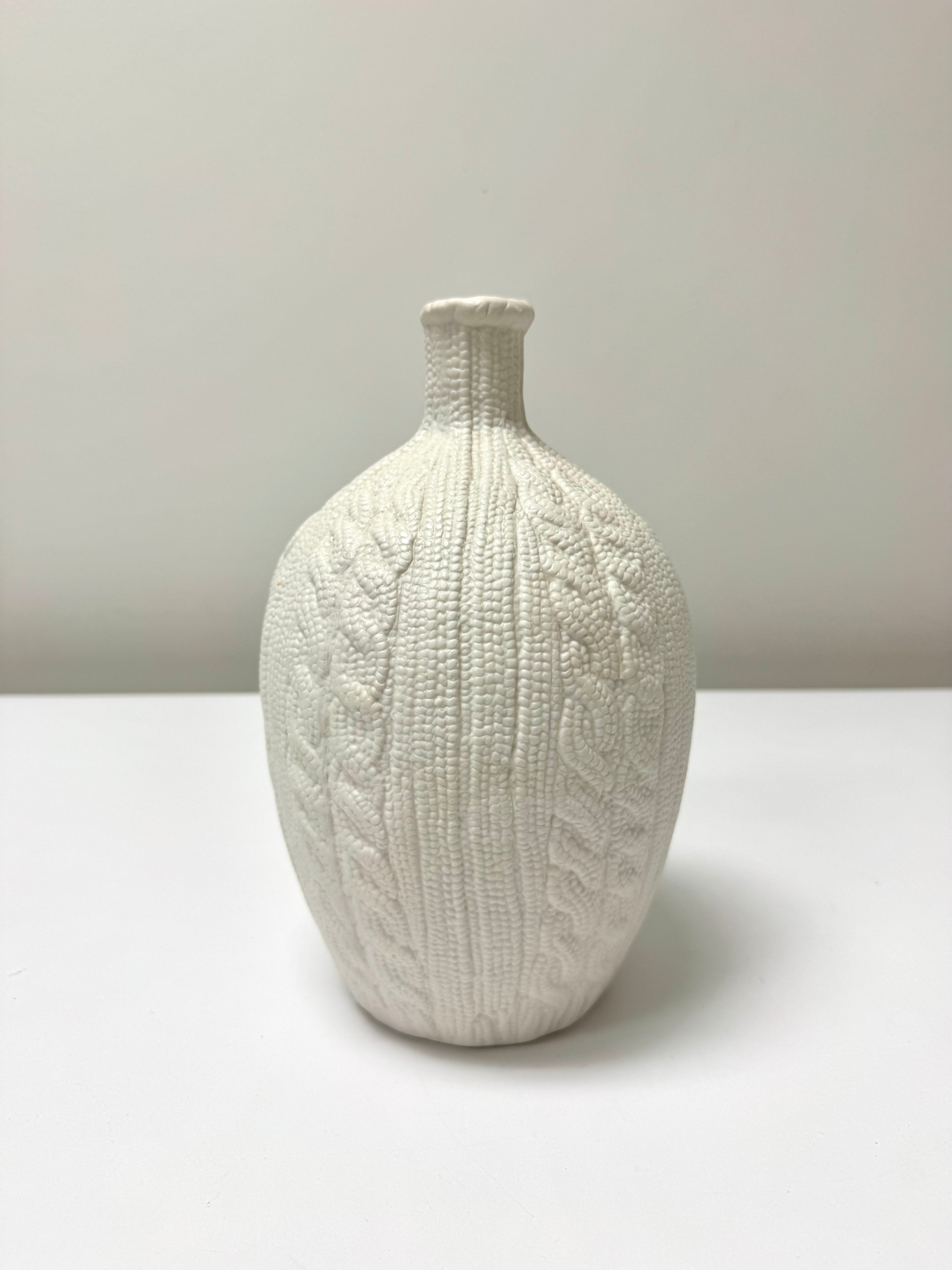 CRATE & BARREL Cable Knit Ceramic Vase