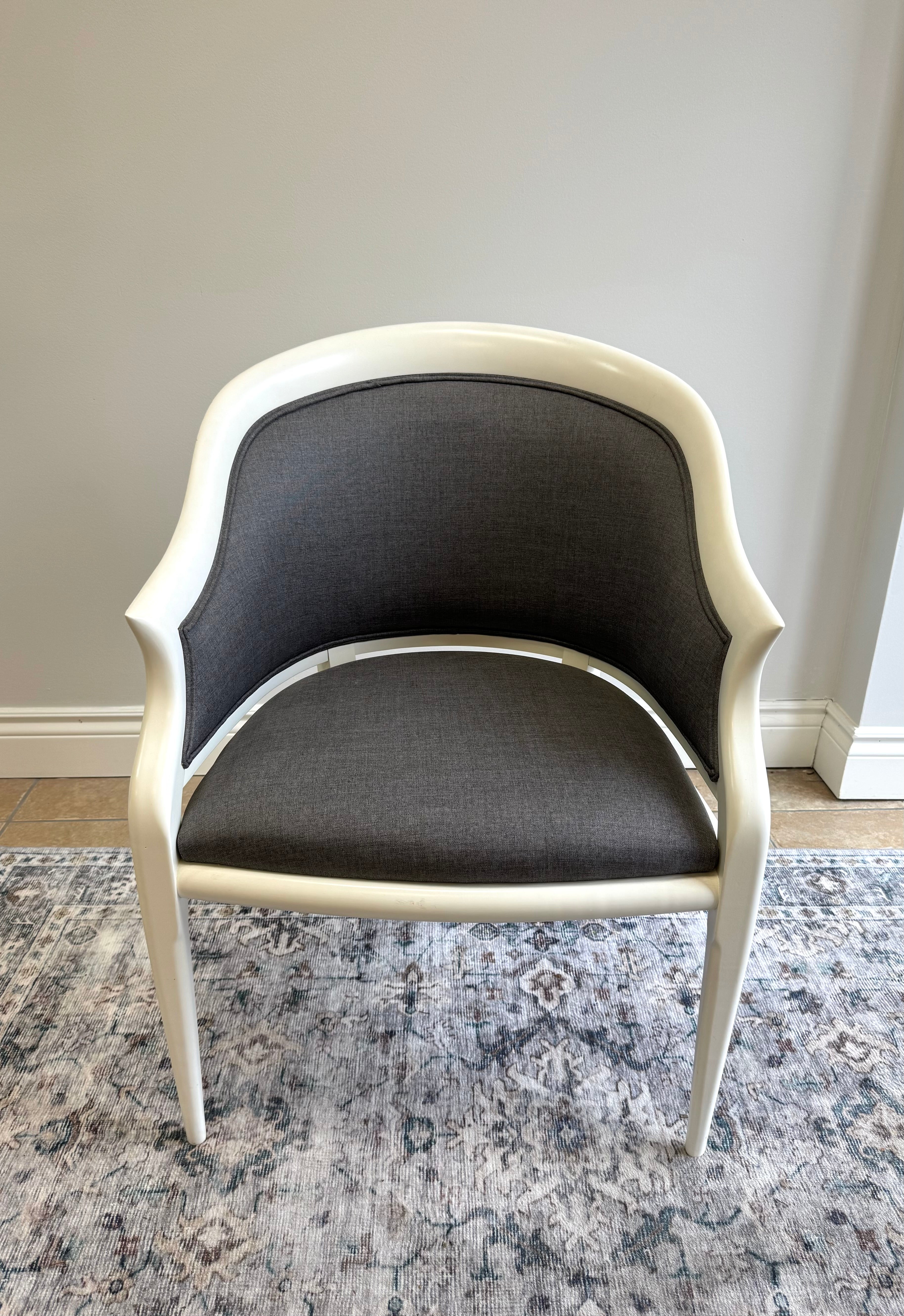 Charcoal Gray & Silver Damask Chair