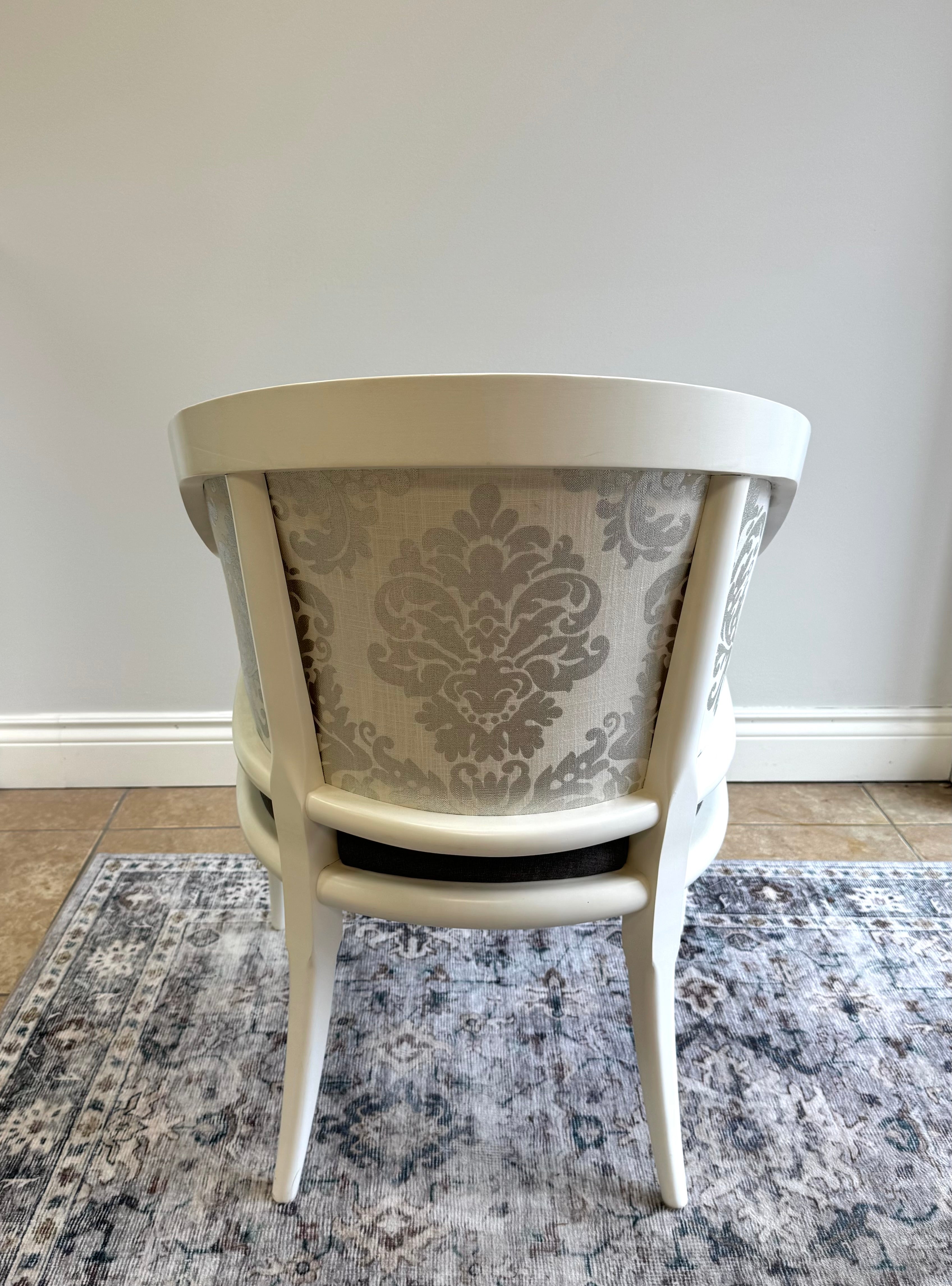 Charcoal Gray & Silver Damask Chair