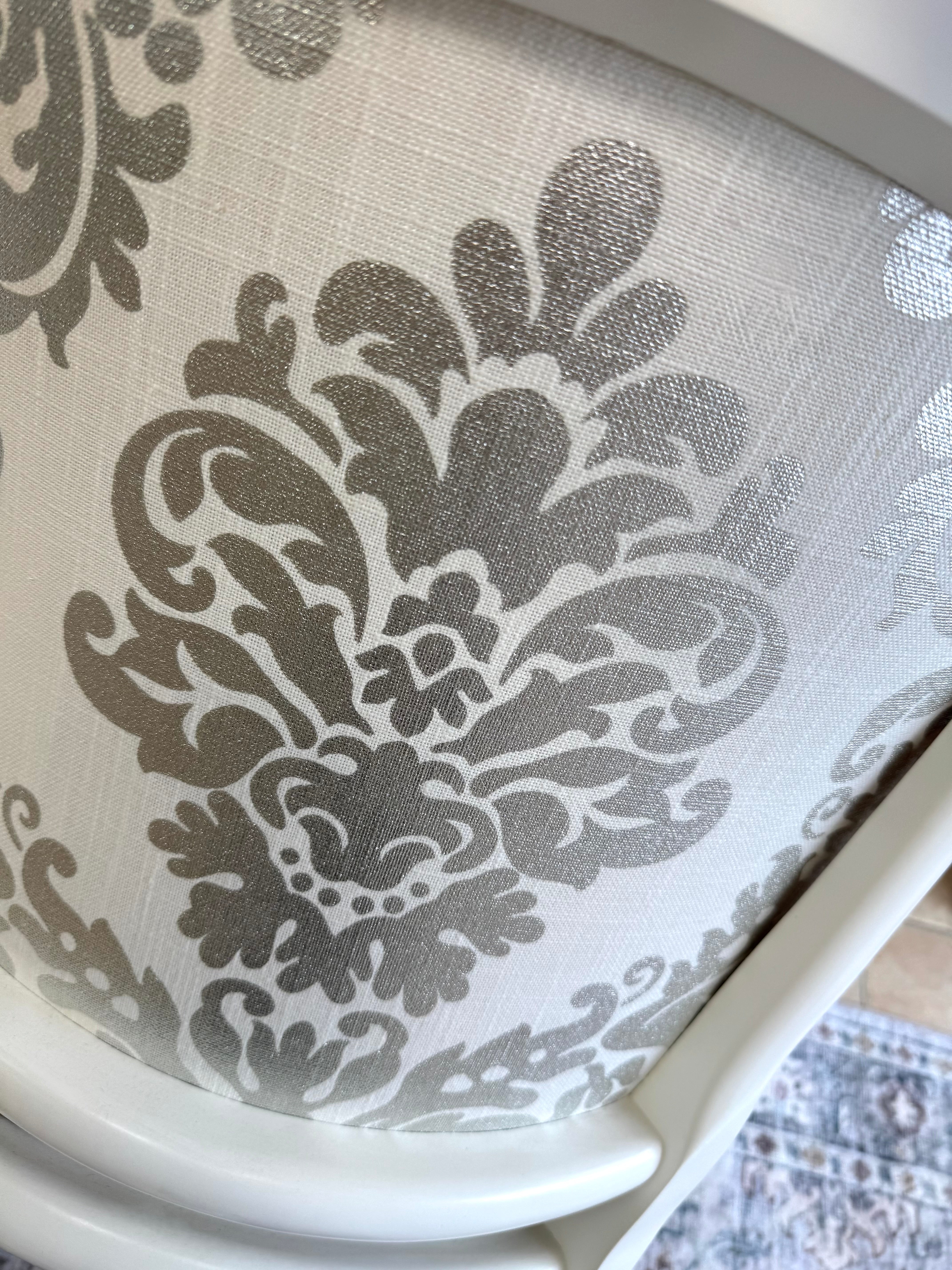 Charcoal Gray & Silver Damask Chair