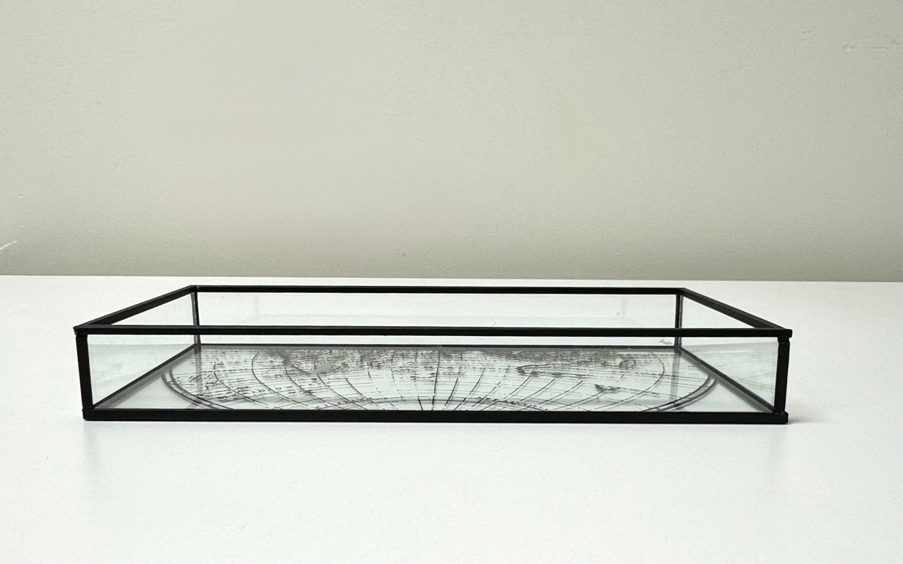 Old World Map Glass Gray