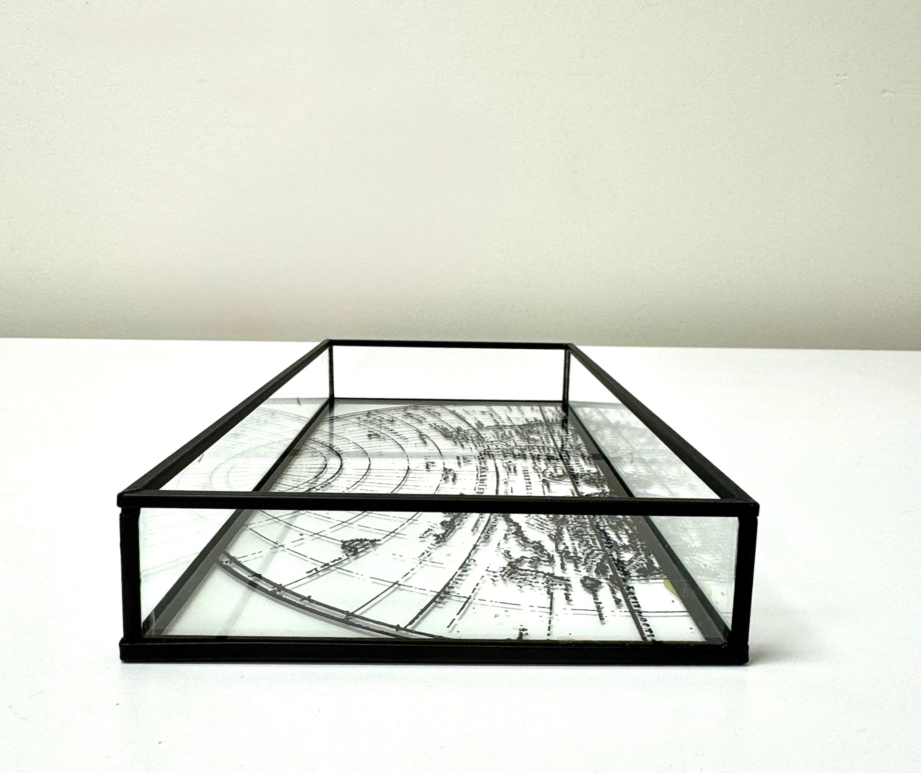 Old World Map Glass Gray