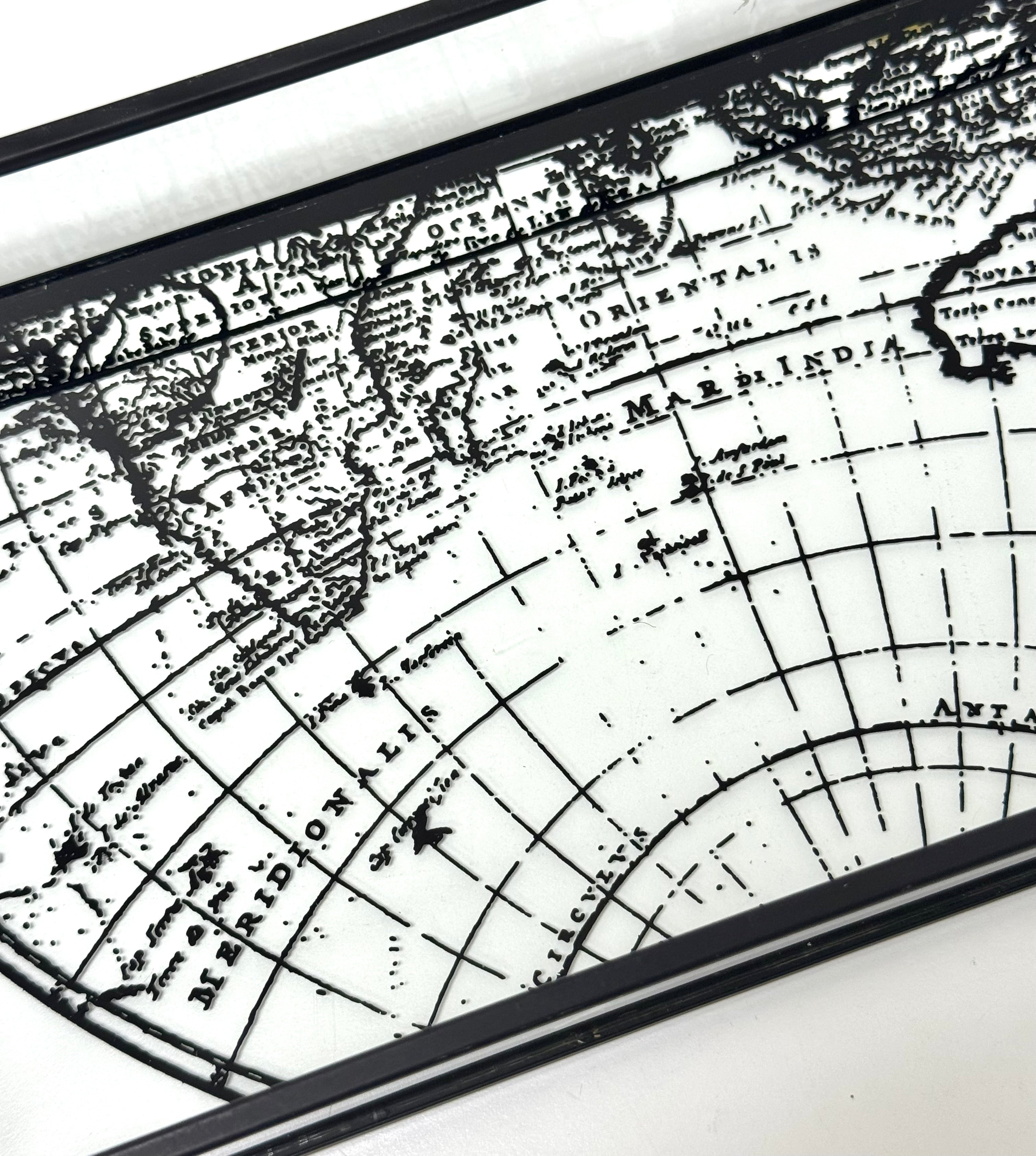 Old World Map Glass Gray