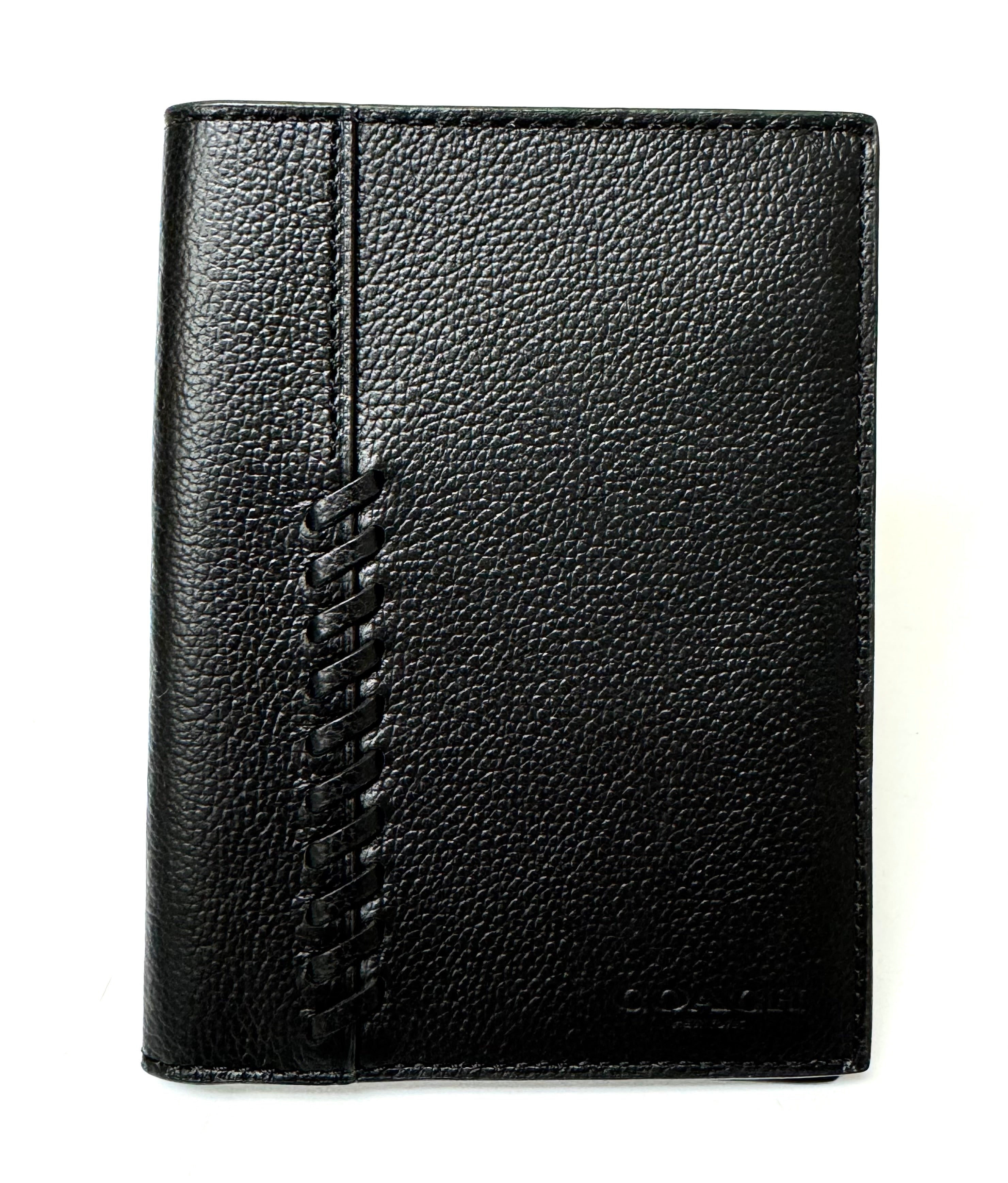 NEW COACH Black Pebble Leather Passport Case