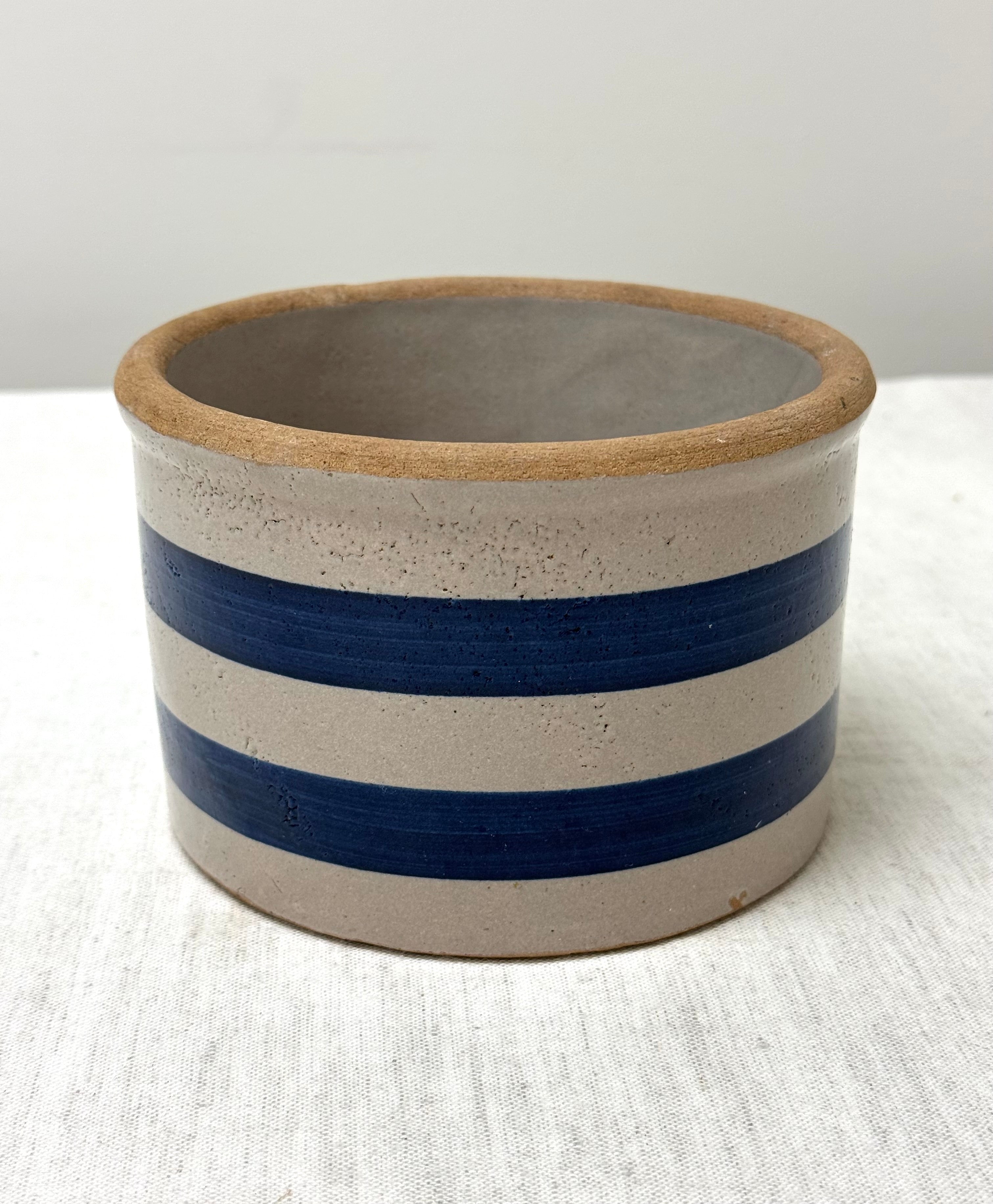 Vintage Blue Stripe Crock