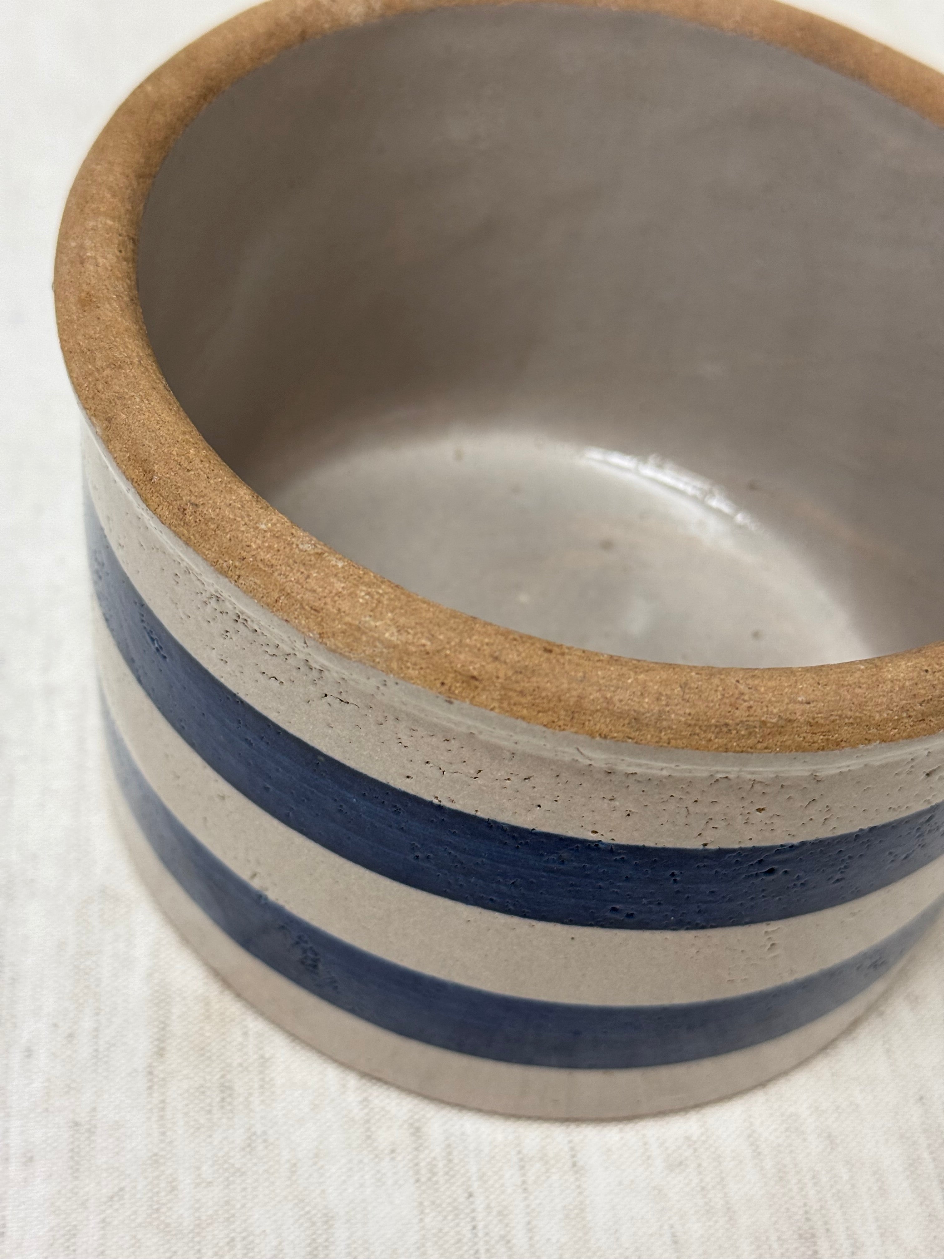 Vintage Blue Stripe Crock