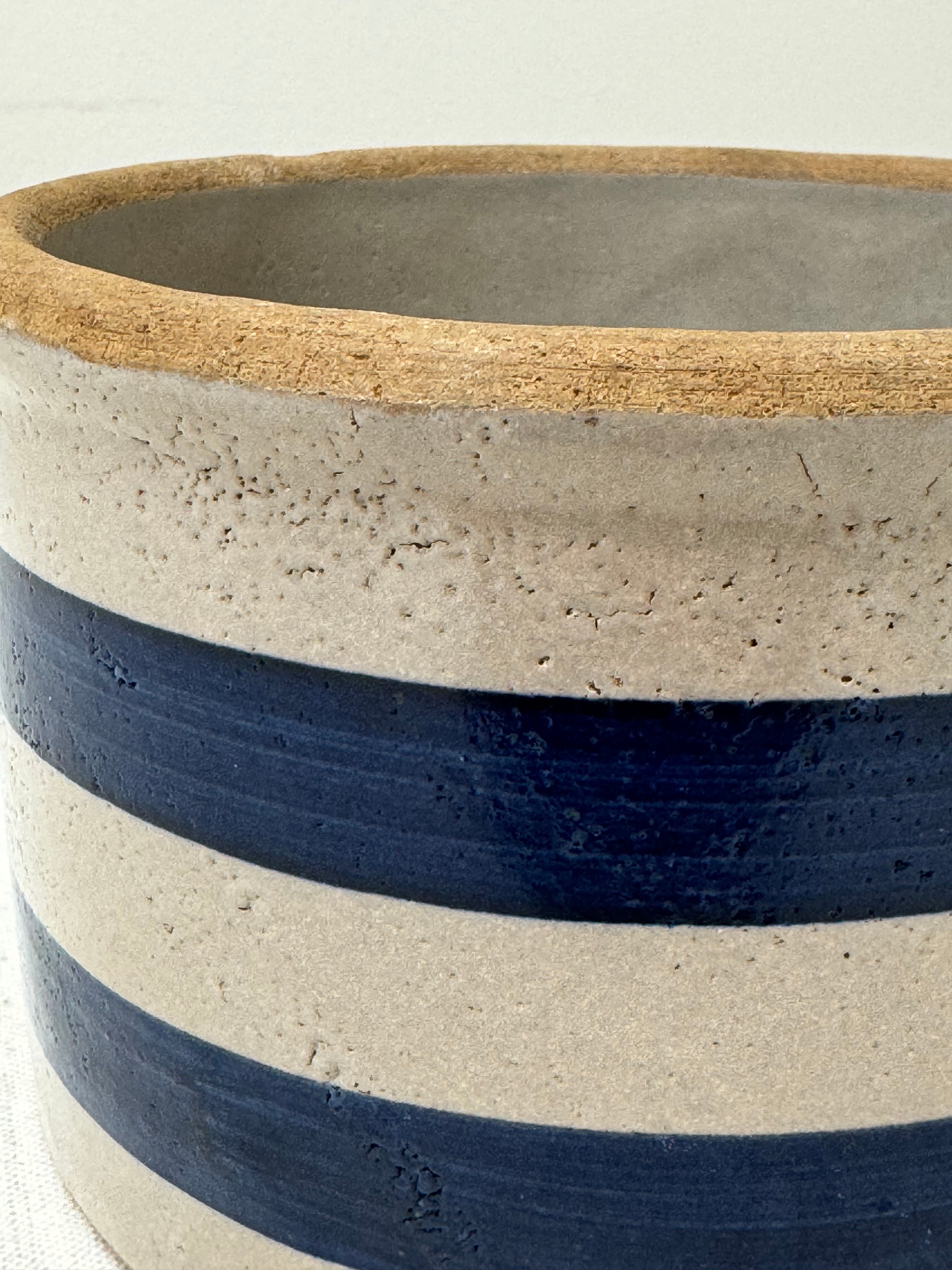 Vintage Blue Stripe Crock