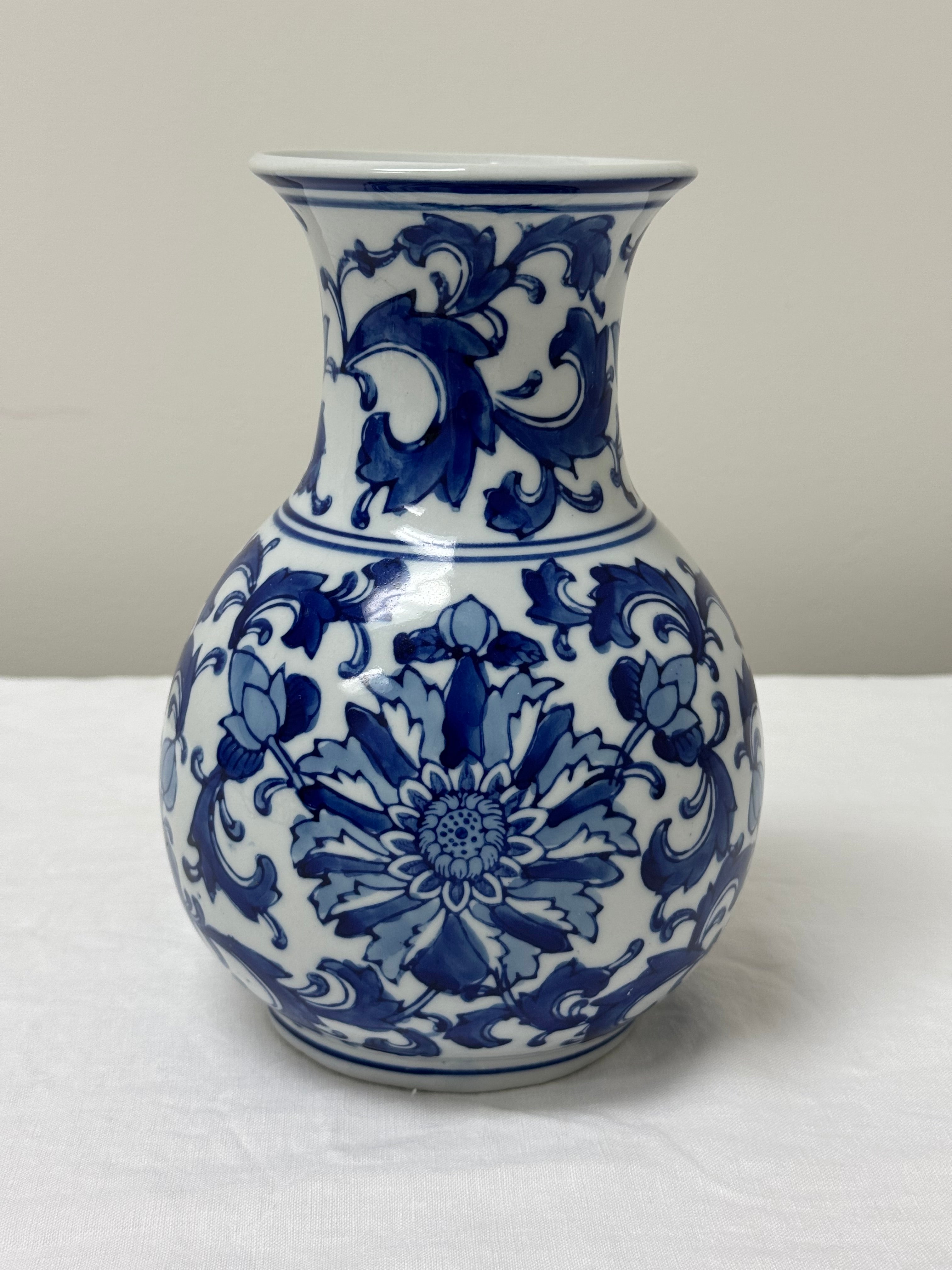 Blue & White 8" Vase