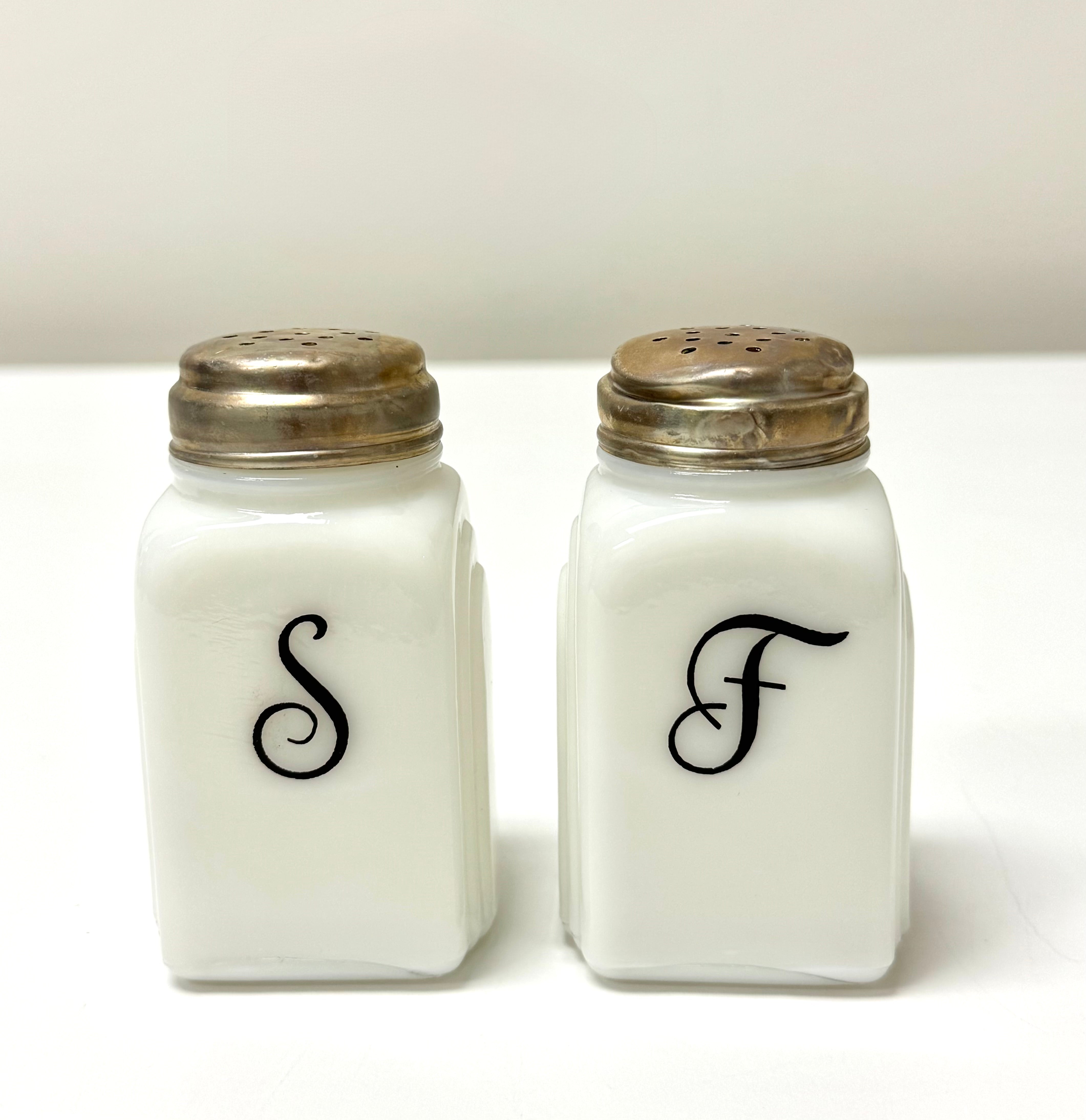 Vintage Milk Glass Salt & Pepper/Flour