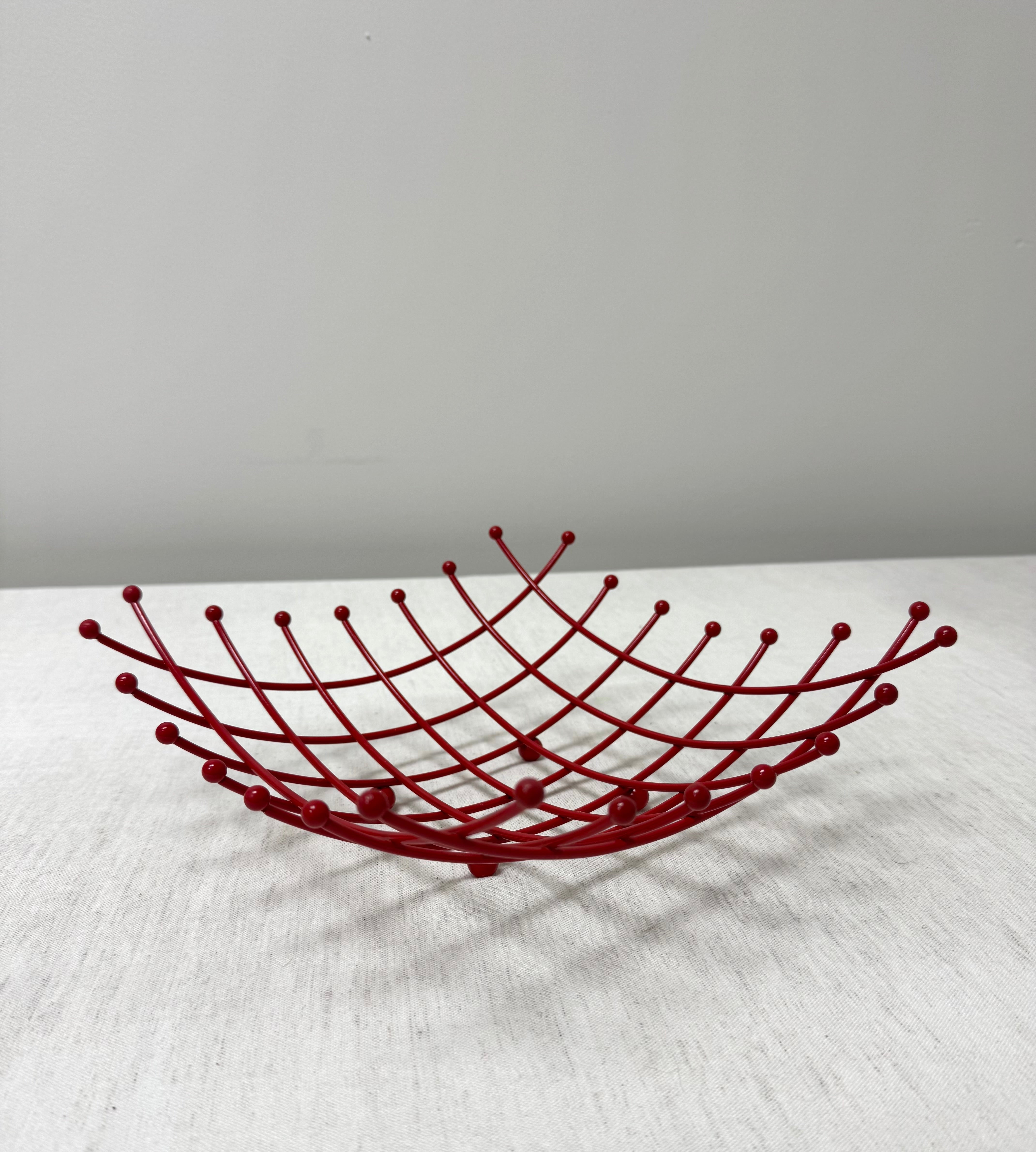 Vintage Red Wire Fruit Basket