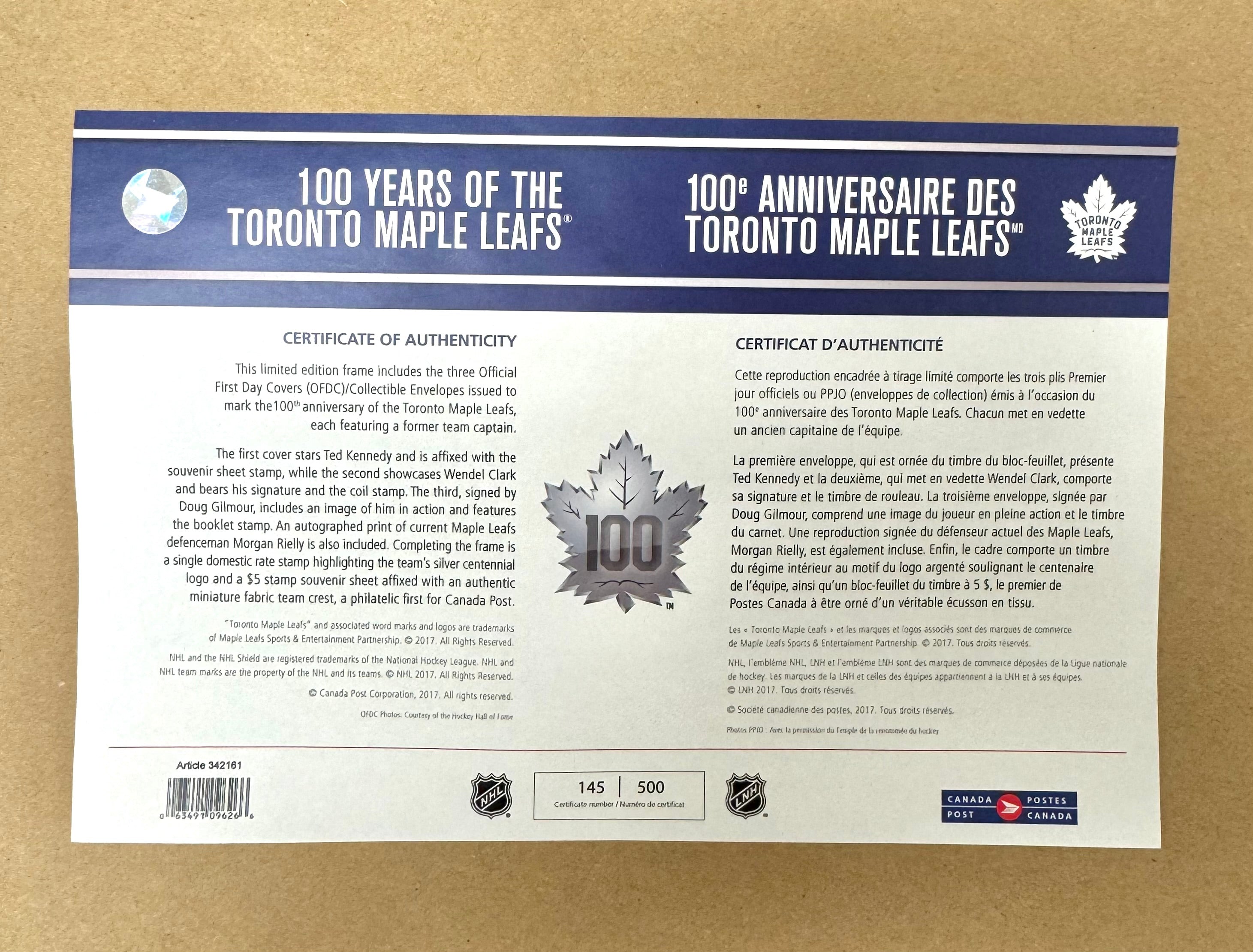 '100 Years of the Toronto Maple Leafs' Limited Edition Memorabilia
