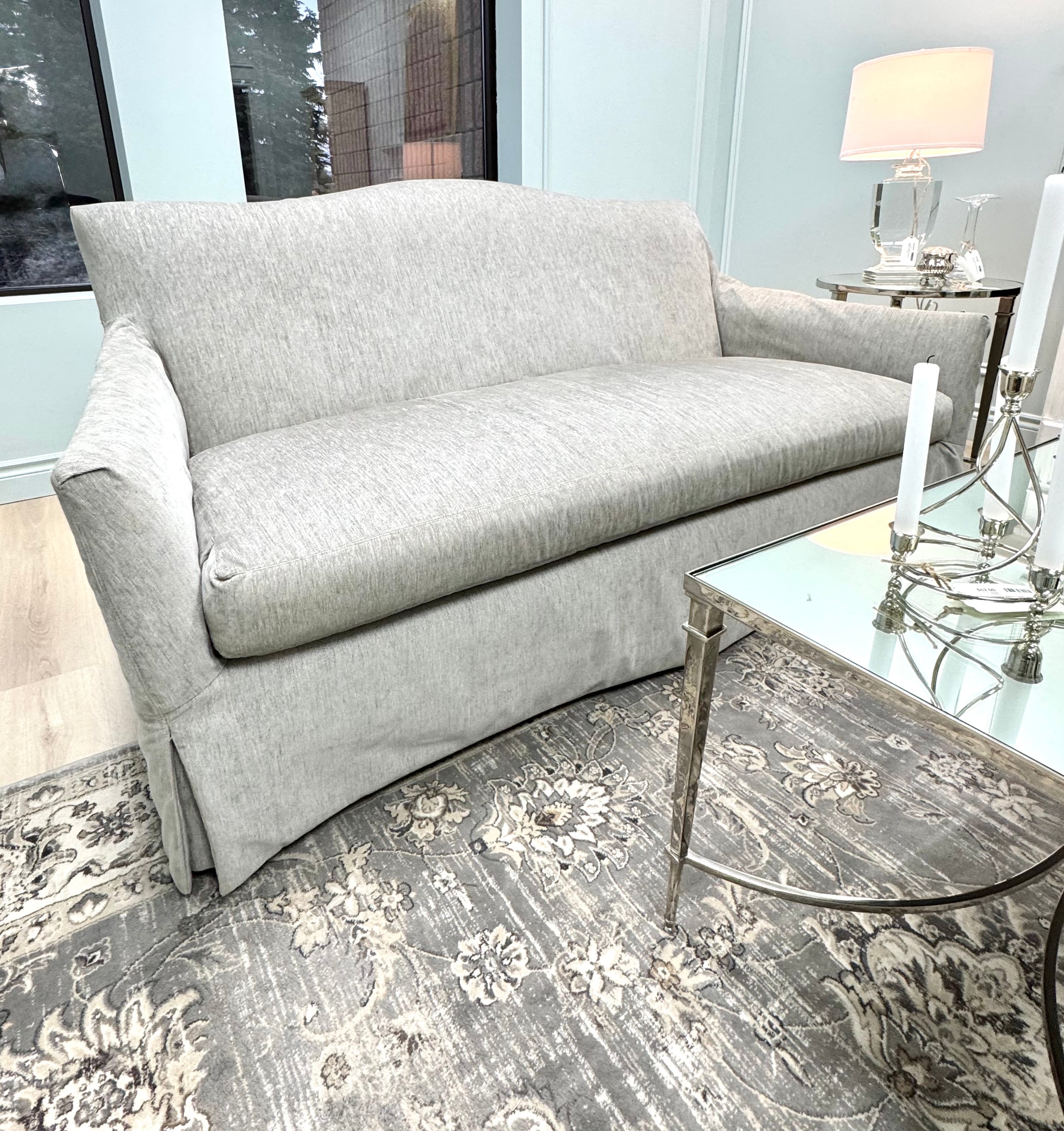 ELTE Gray 78" Slipcovered Sofa