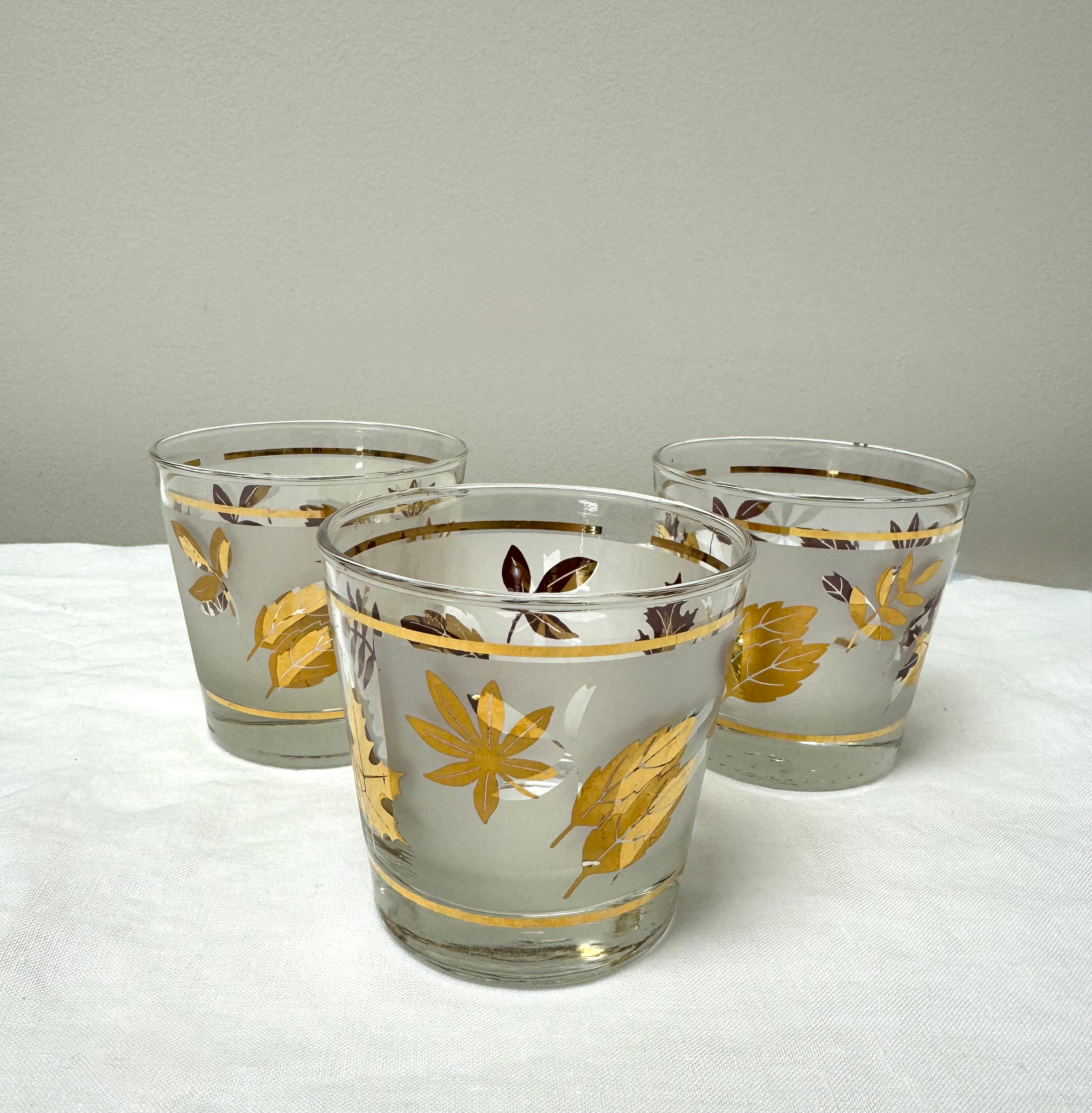 Vintage LIBBEY Gold Leaf Tumblers Set of 3