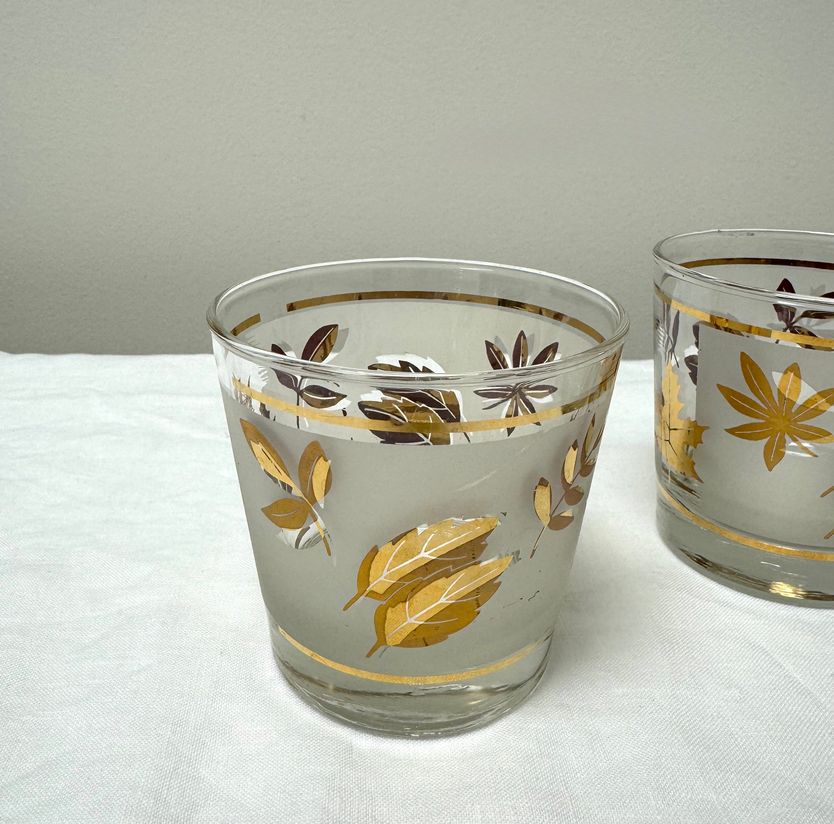 Vintage LIBBEY Gold Leaf Tumblers Set of 3