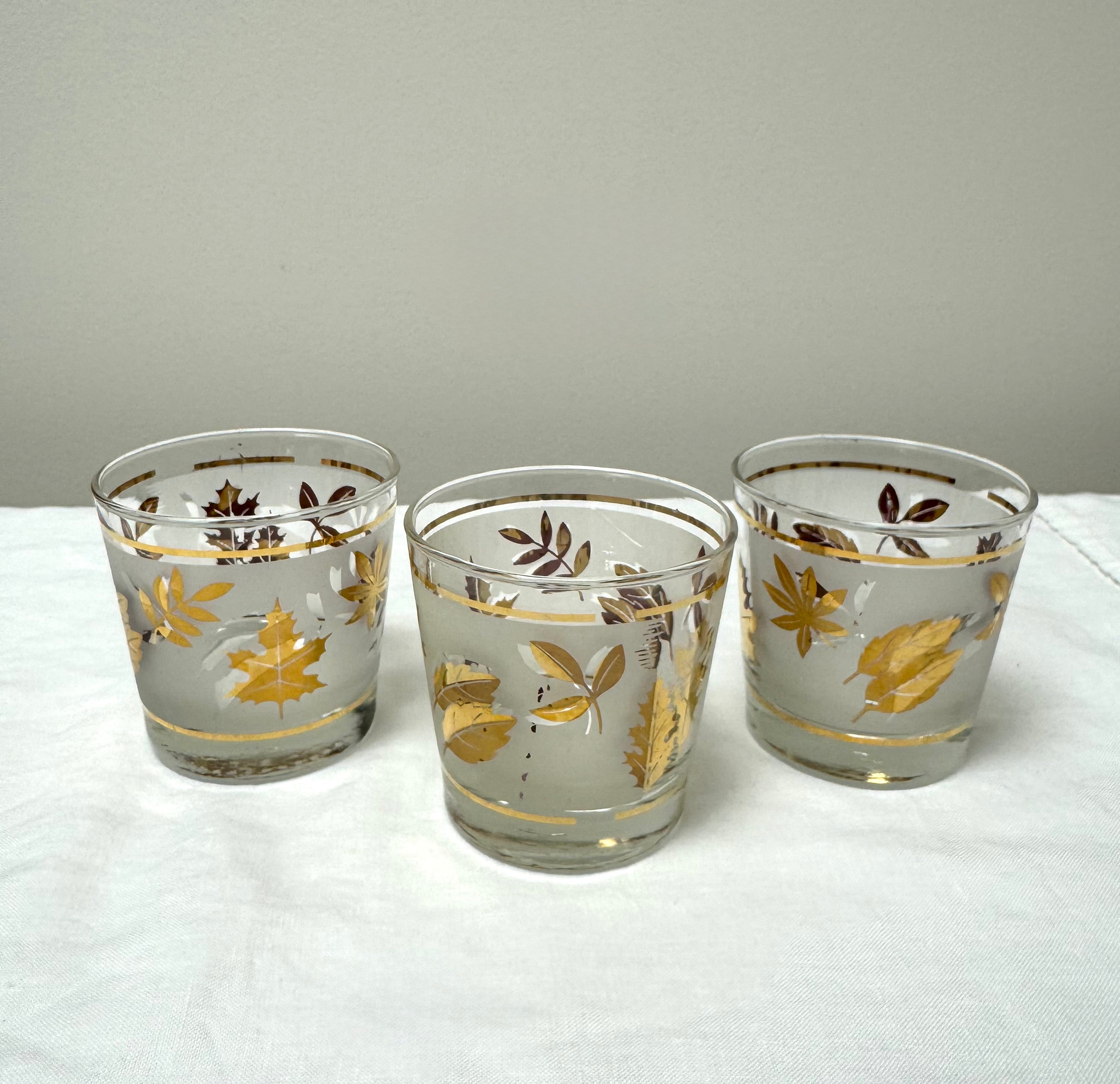 Vintage LIBBEY Gold Leaf Tumblers Set of 3
