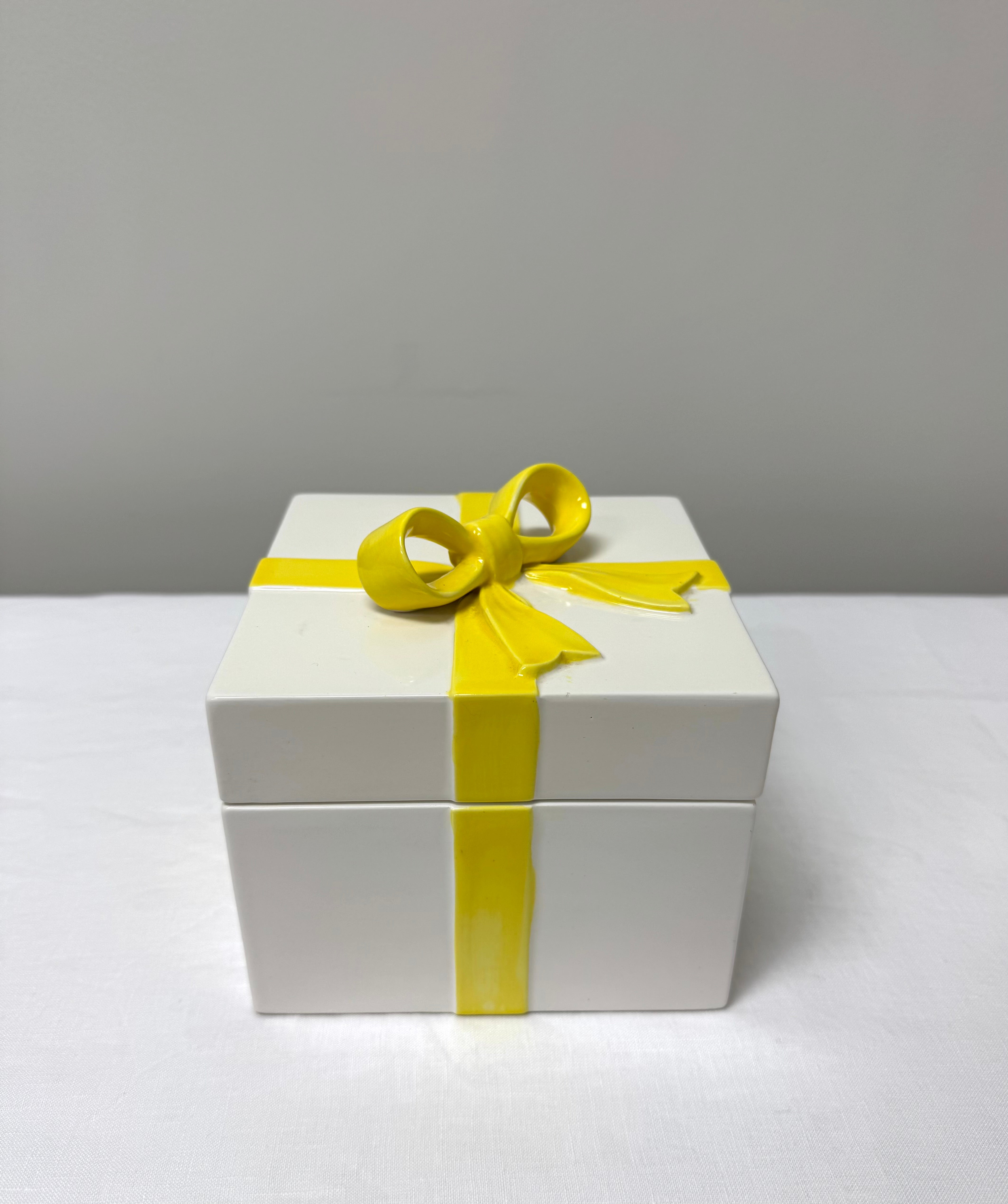 White Ceramic Box with Yellow Bow