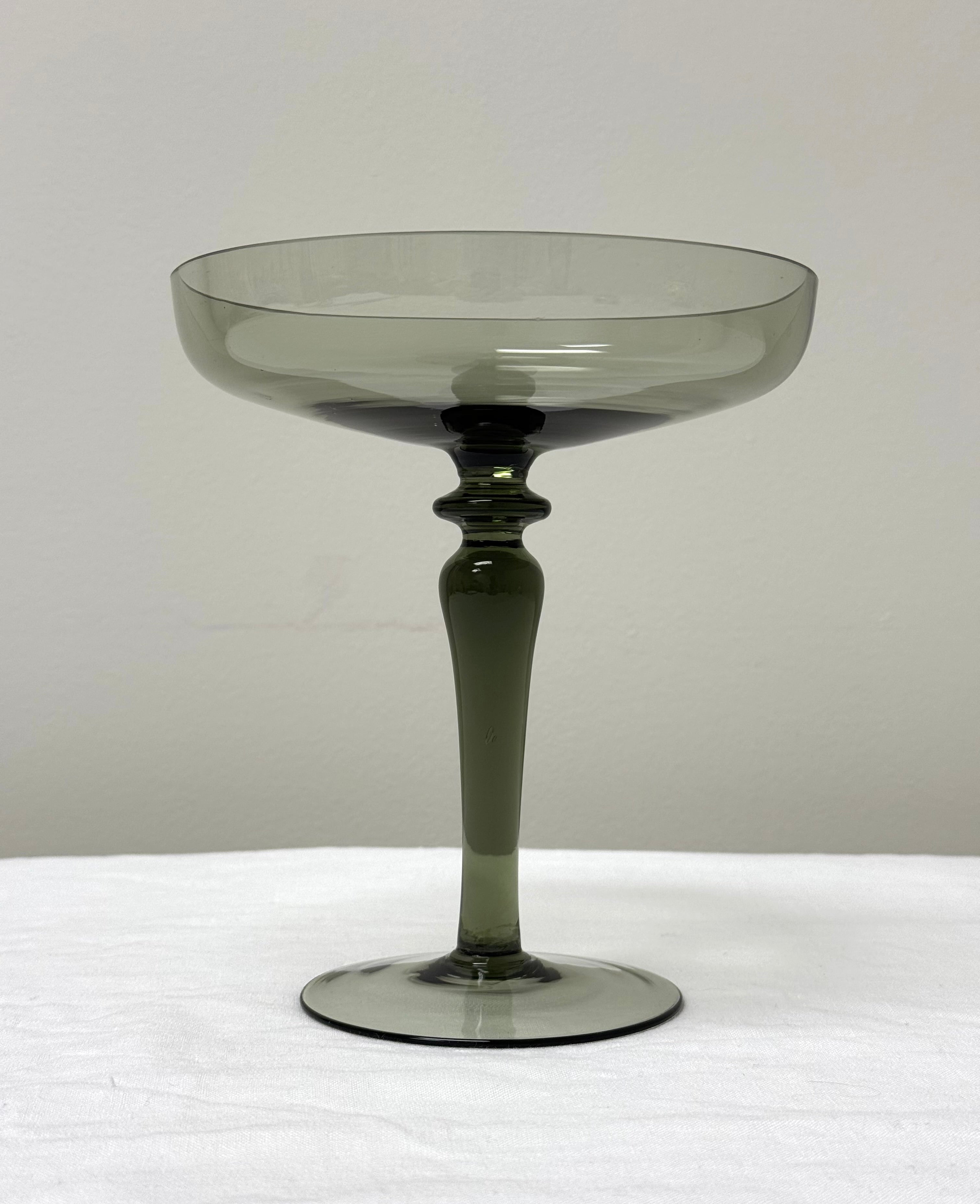 Smoke Gray Glass Compote