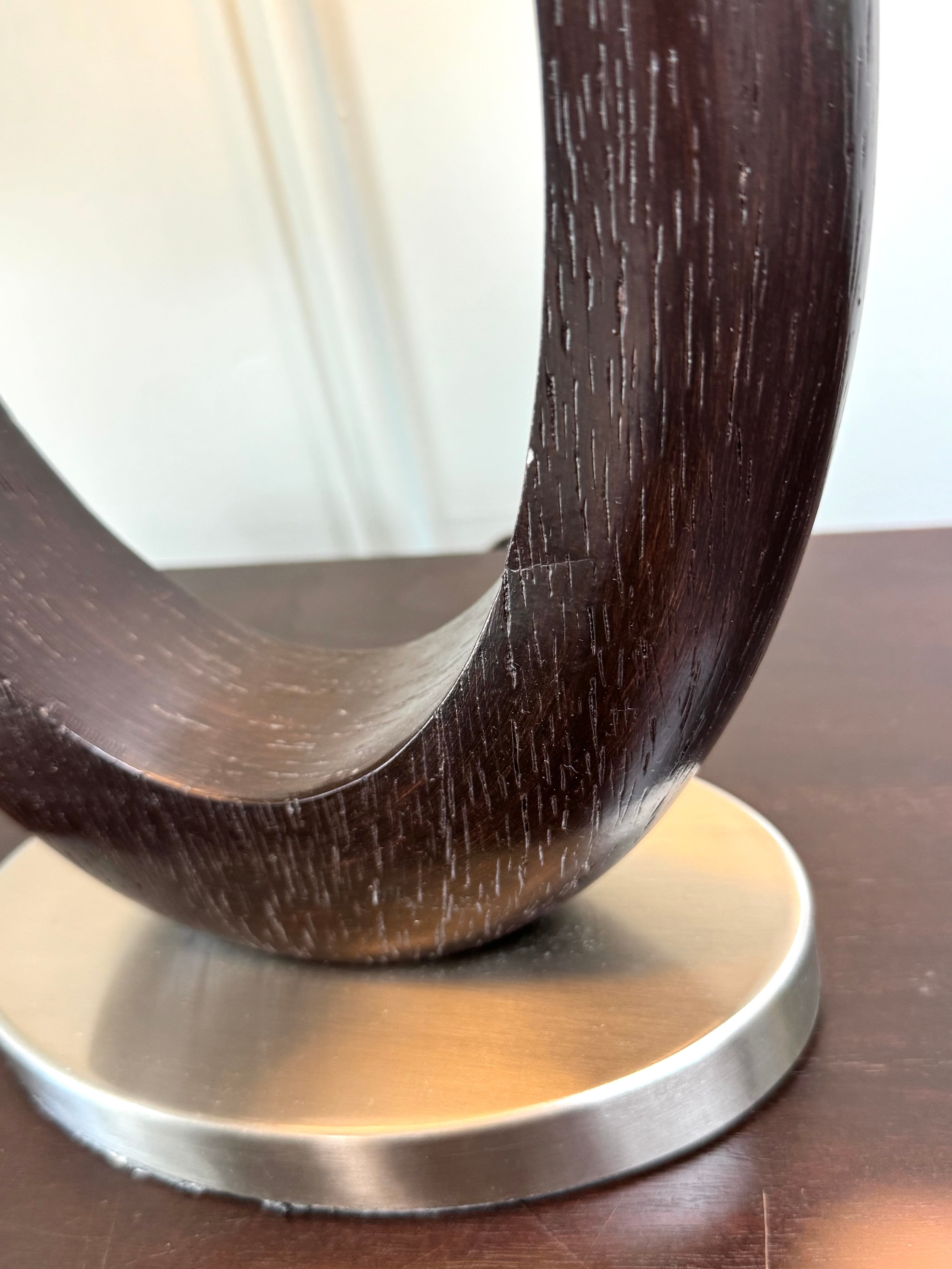 Transitional Oval Wood & Brushed Nickel Lamp