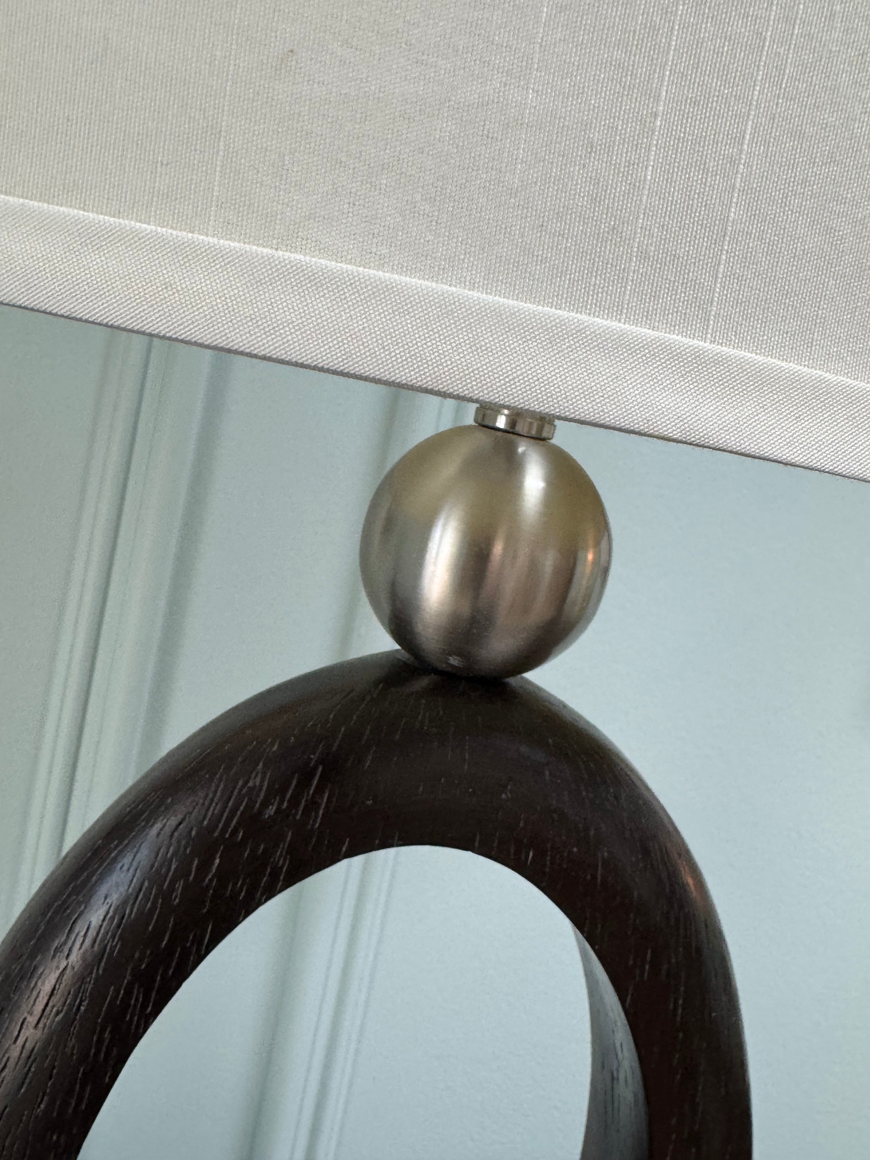 Transitional Oval Wood & Brushed Nickel Lamp