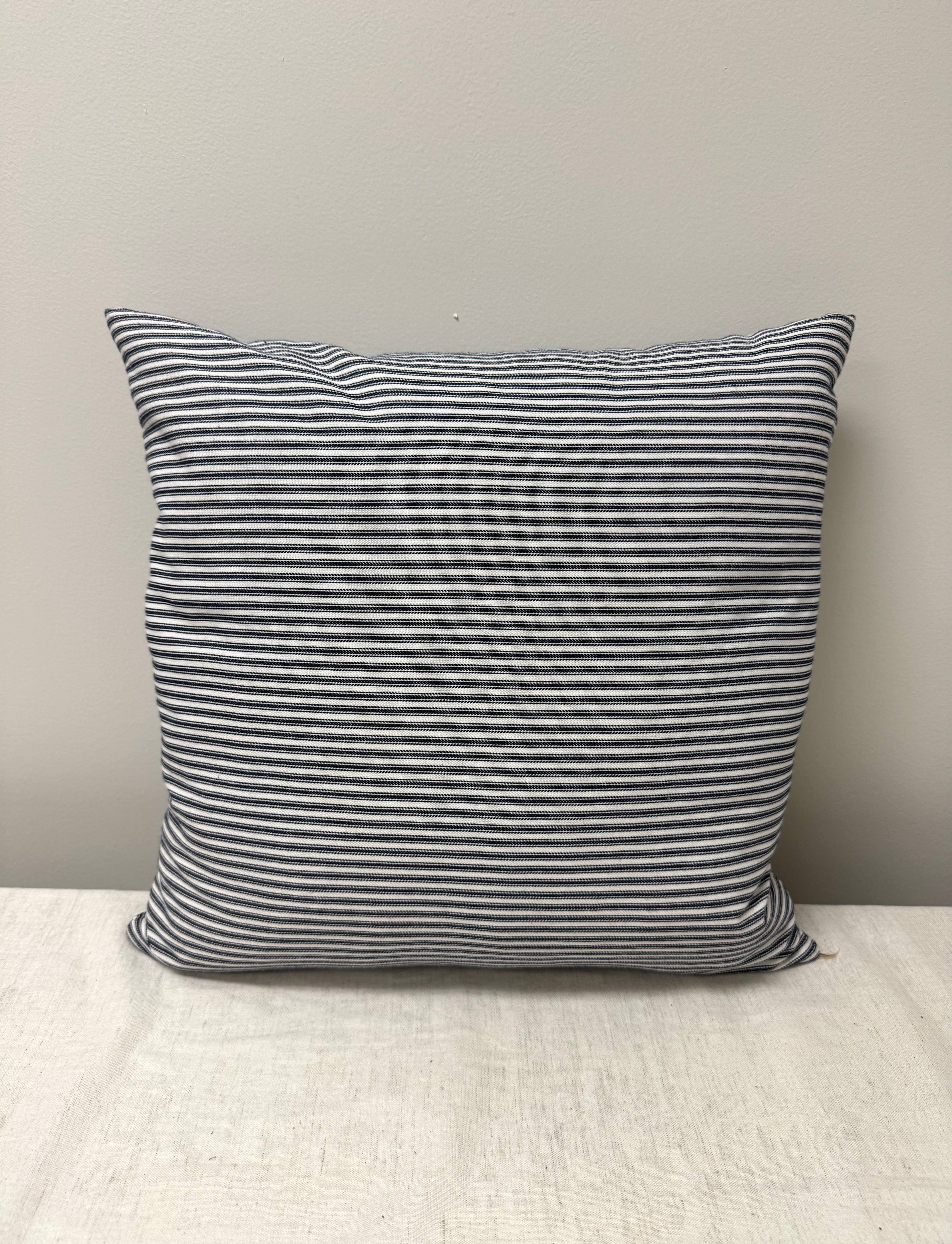 Navy & White Ticking Stripe 18" Pillow