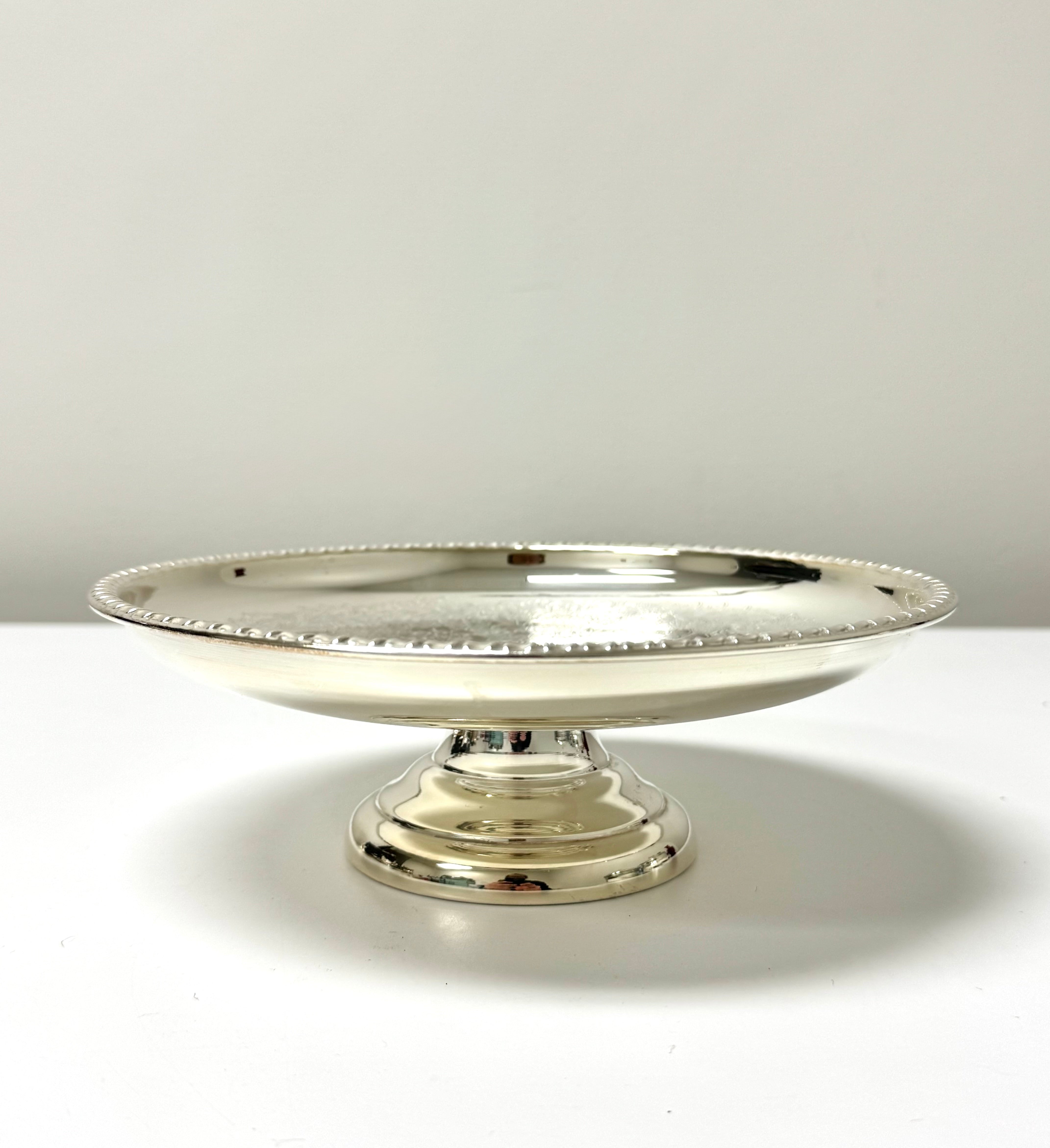 Vintage Etched Silverplate Pedestal Dish