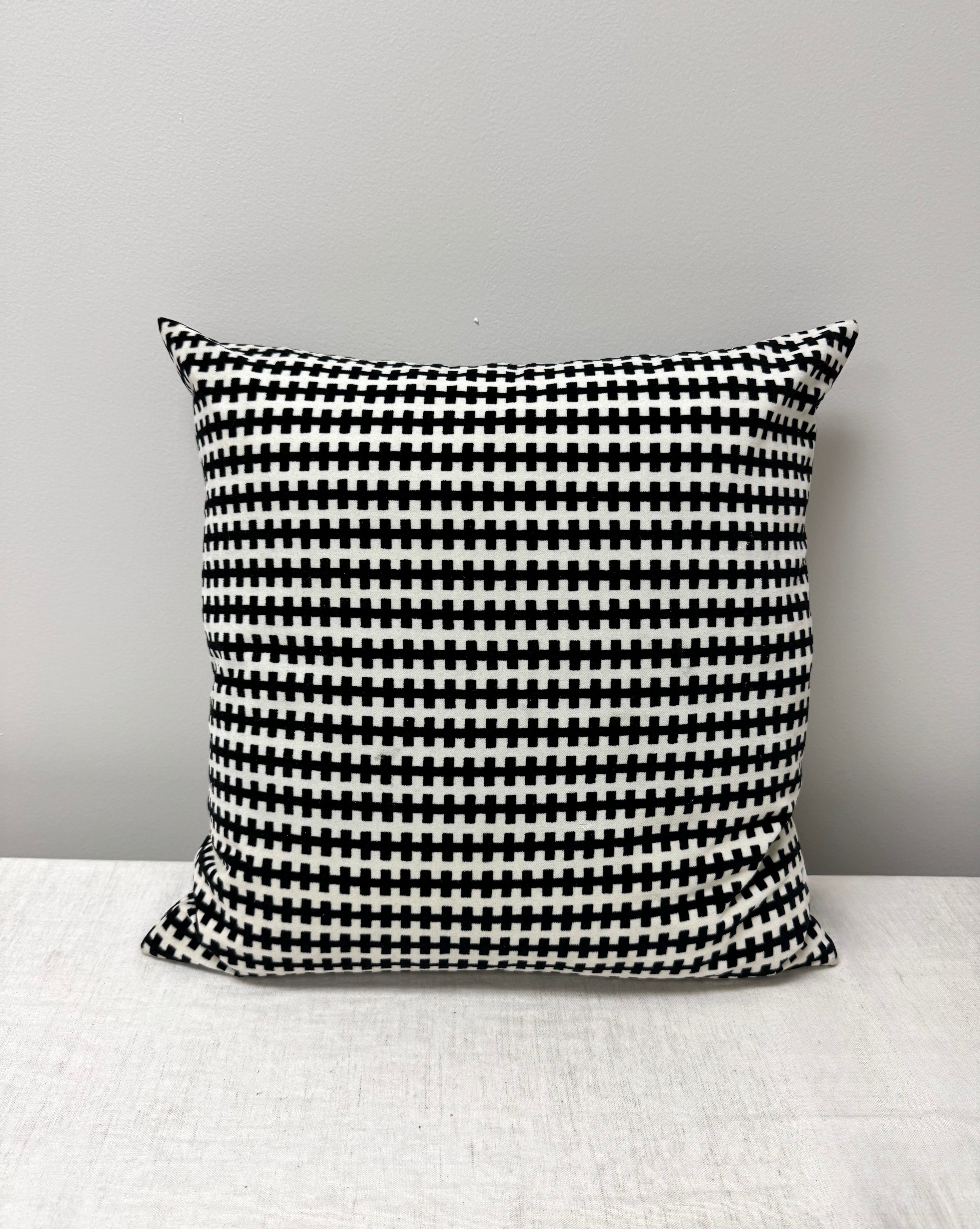 Ivory & Black Railroad 19" Velvet Pillow
