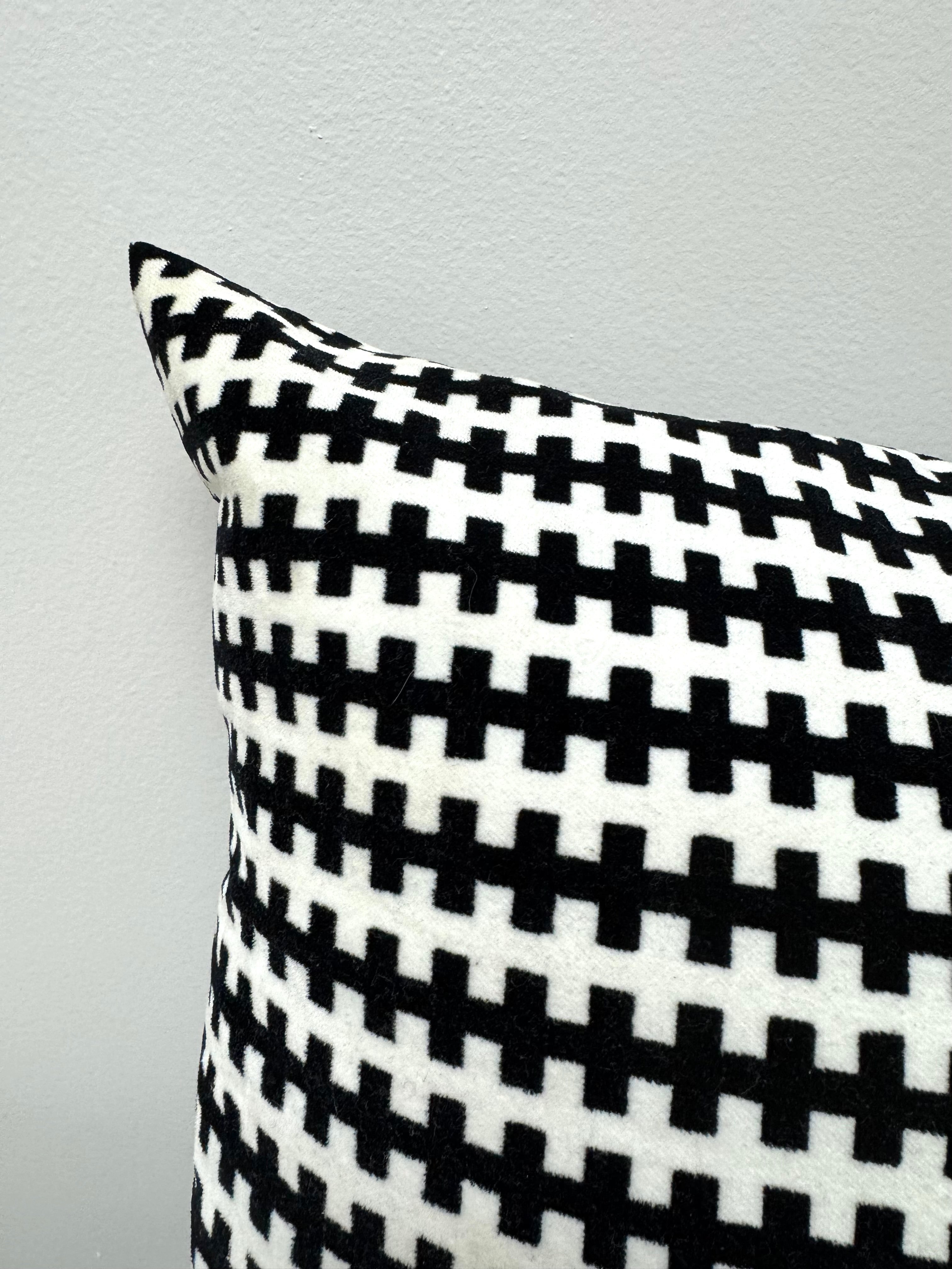 Ivory & Black Railroad 19" Velvet Pillow
