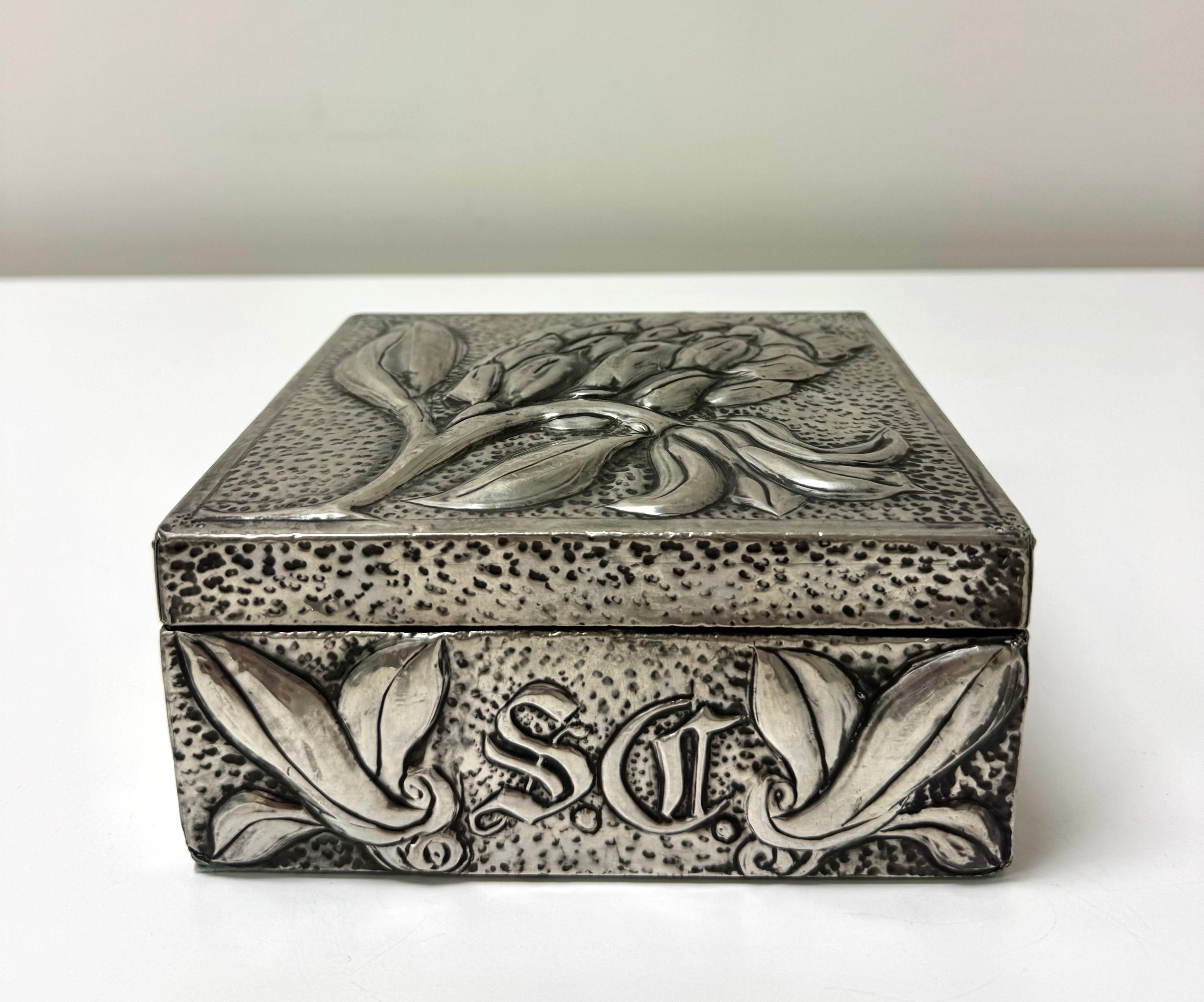 Vintage Darkened Silver Repousse Box