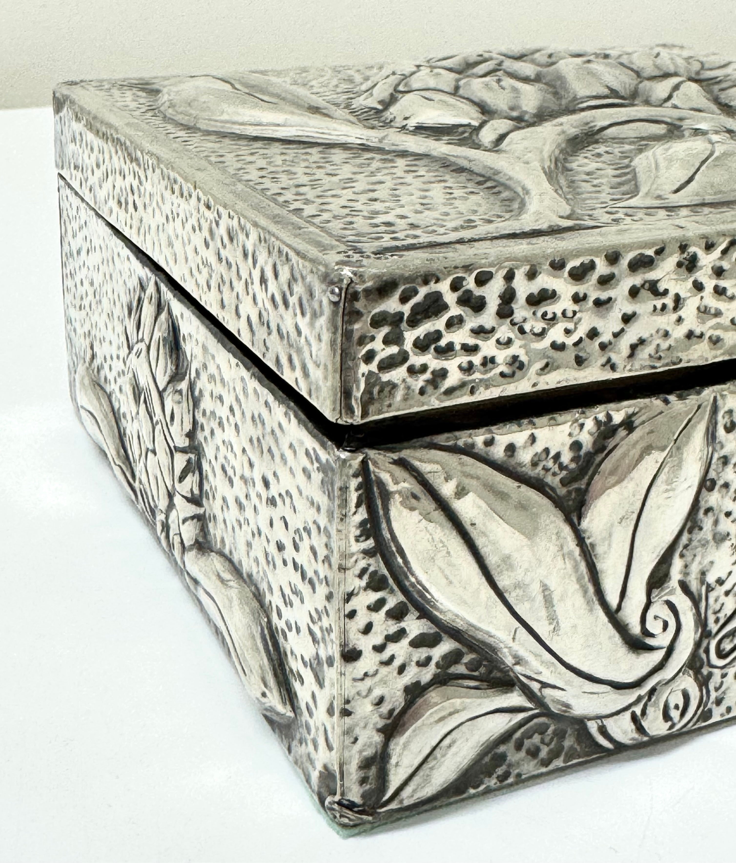 Vintage Darkened Silver Repousse Box
