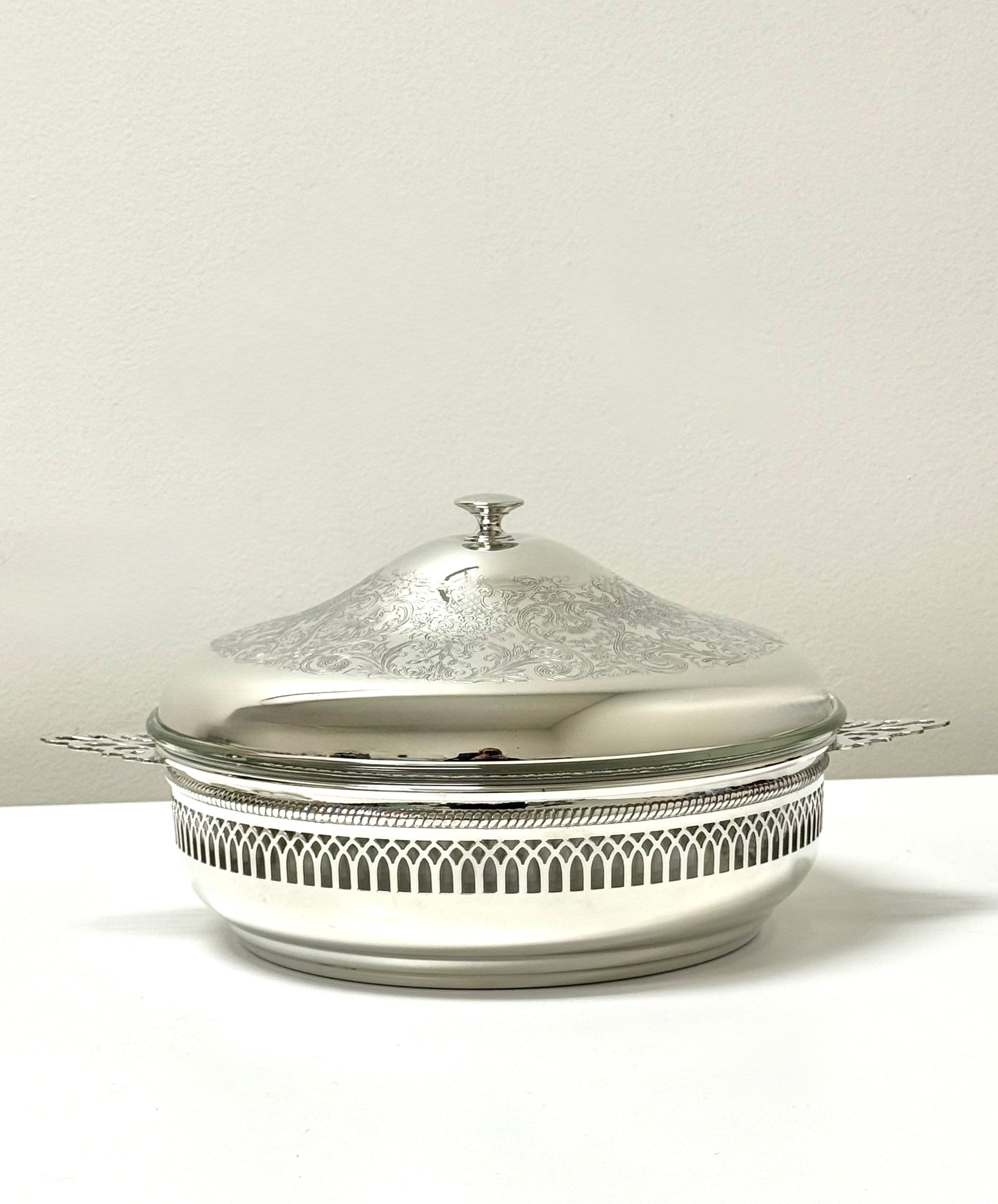 Vintage Etched Silverplate Entree Server