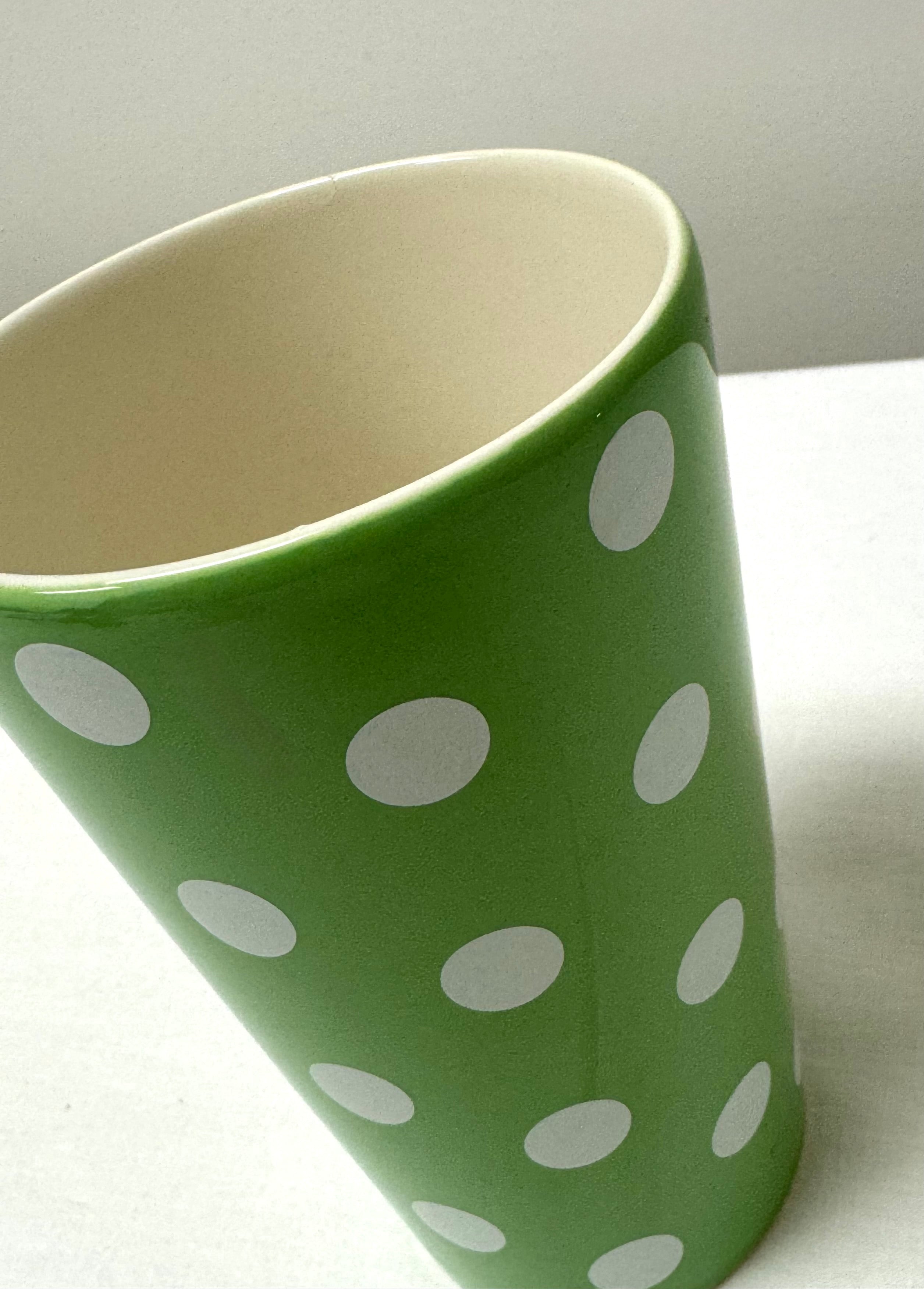 Apple Green Polka Dot 7” Vase