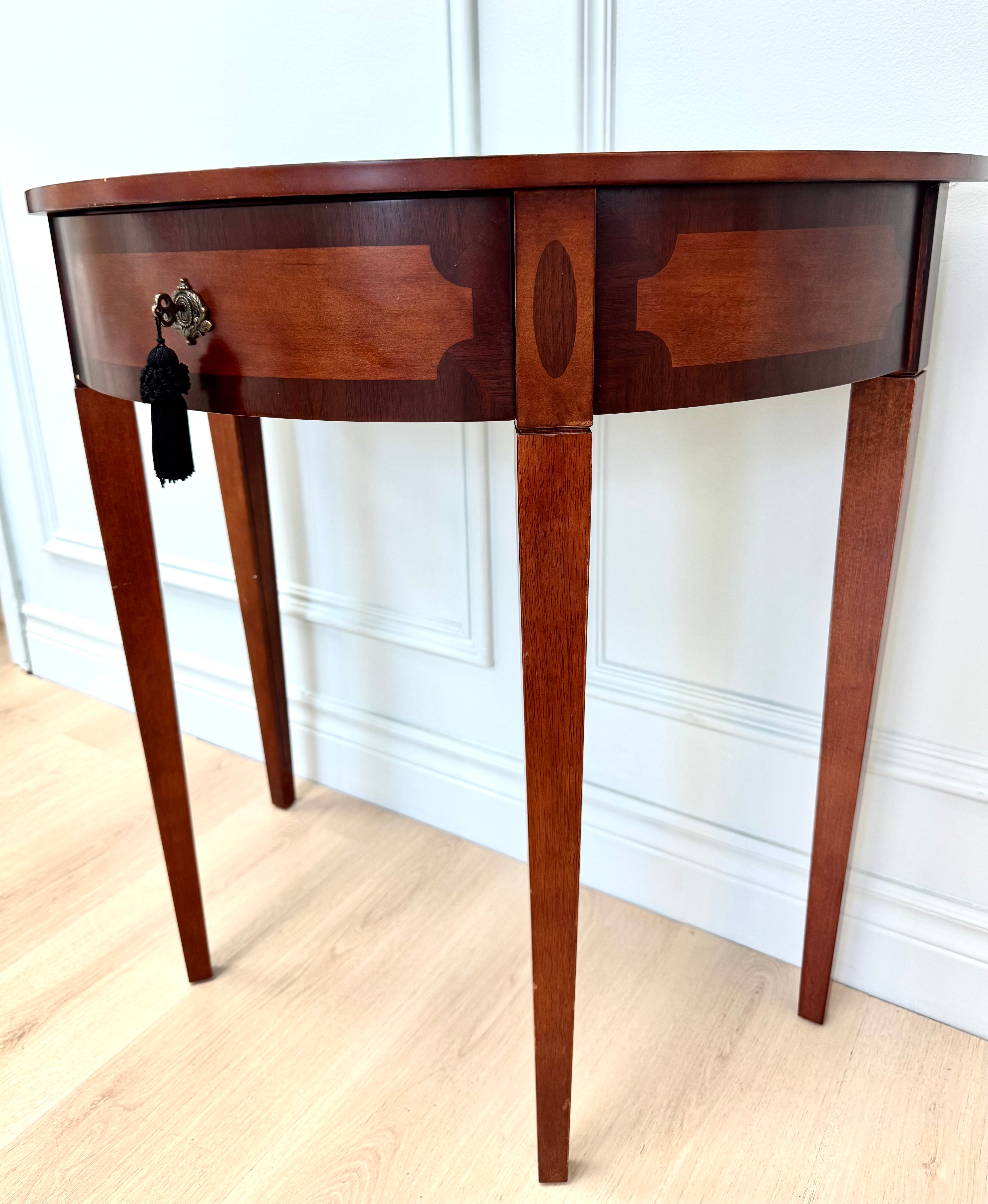 BOMBAY Demilune Marquetry Table